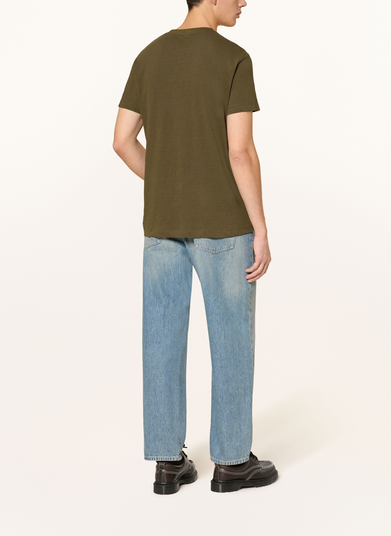 PAUL T-Shirt mit Leinen: OLIV