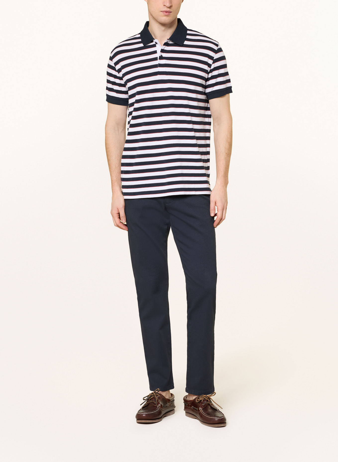 STROKESMAN'S Piqué-Poloshirt: DUNKELBLAU / DUNKELROT / WEISS