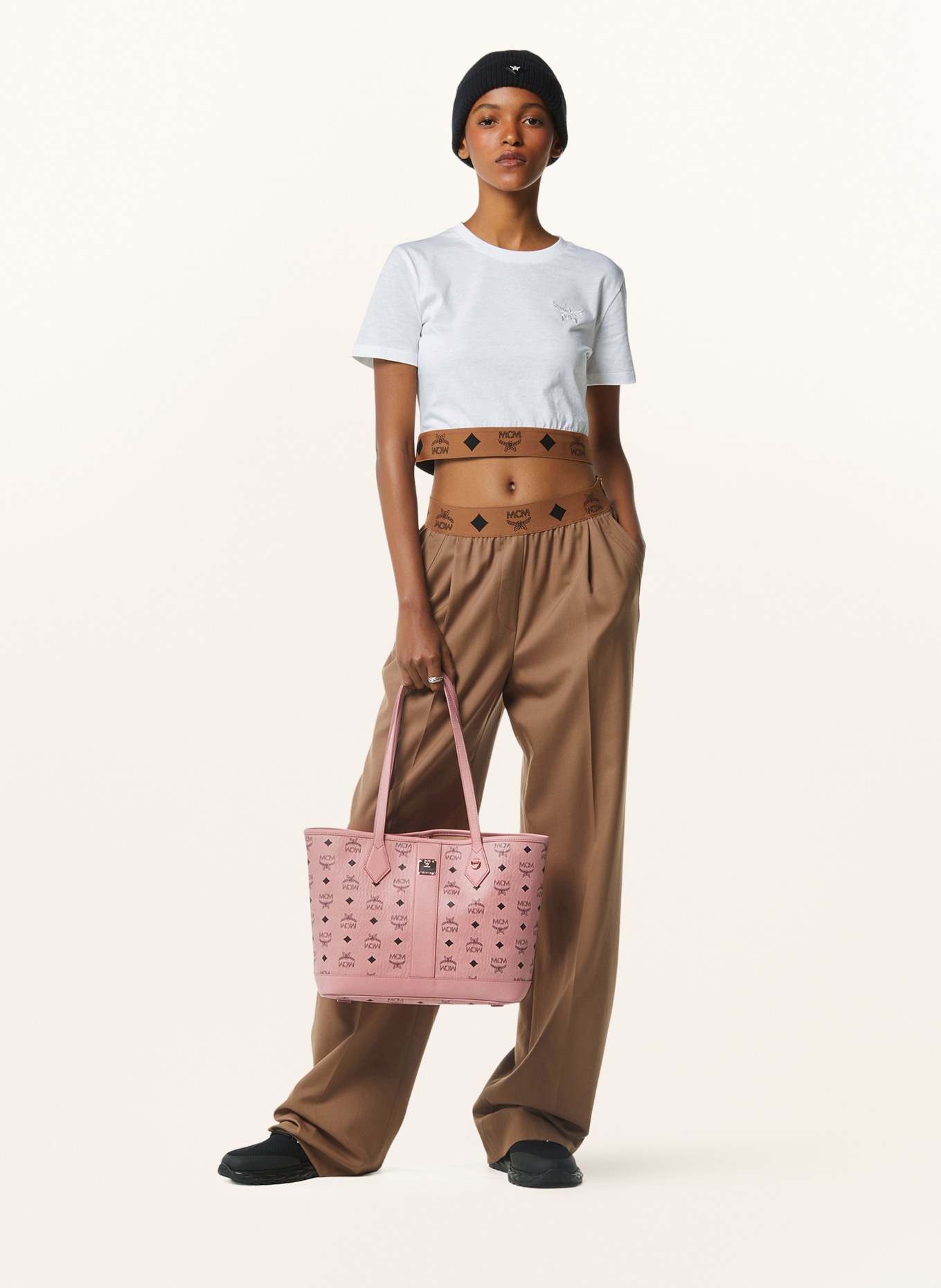 MCM Shopper LIZ SMALL: ROZE / GOUD / ZWART