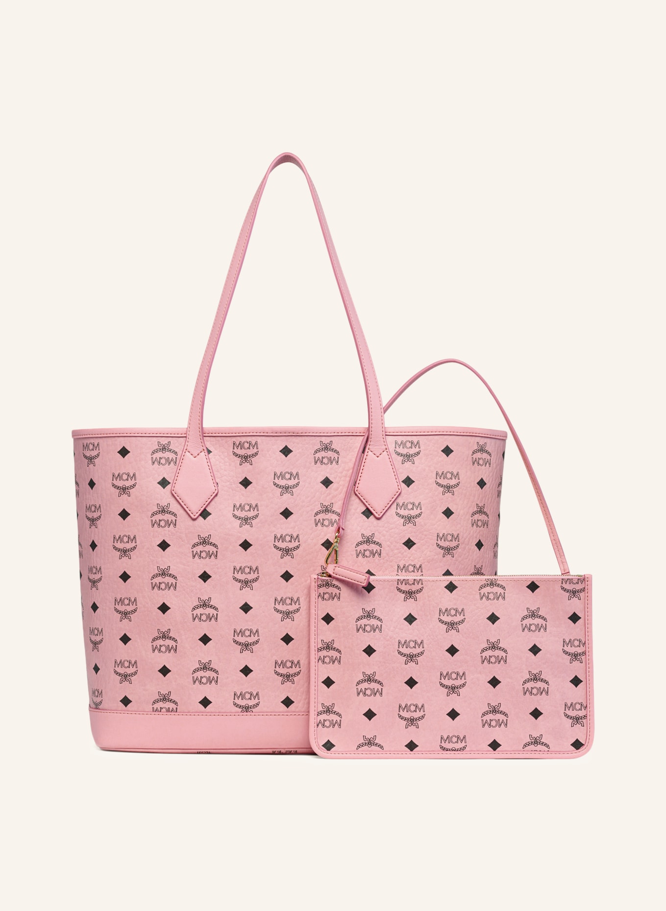 MCM LIZ MEDIUM shopper with pouch: PINK / GOLD / BLACK