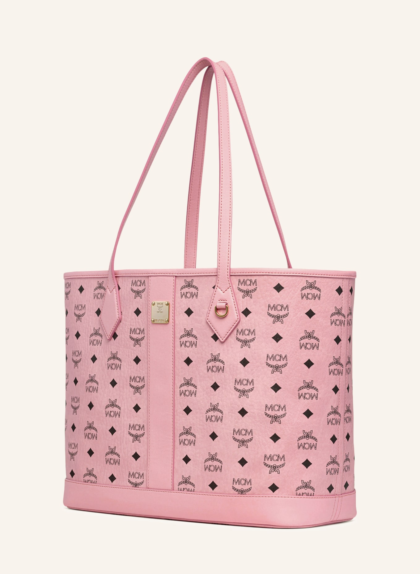 MCM LIZ MEDIUM shopper with pouch: PINK / GOLD / BLACK