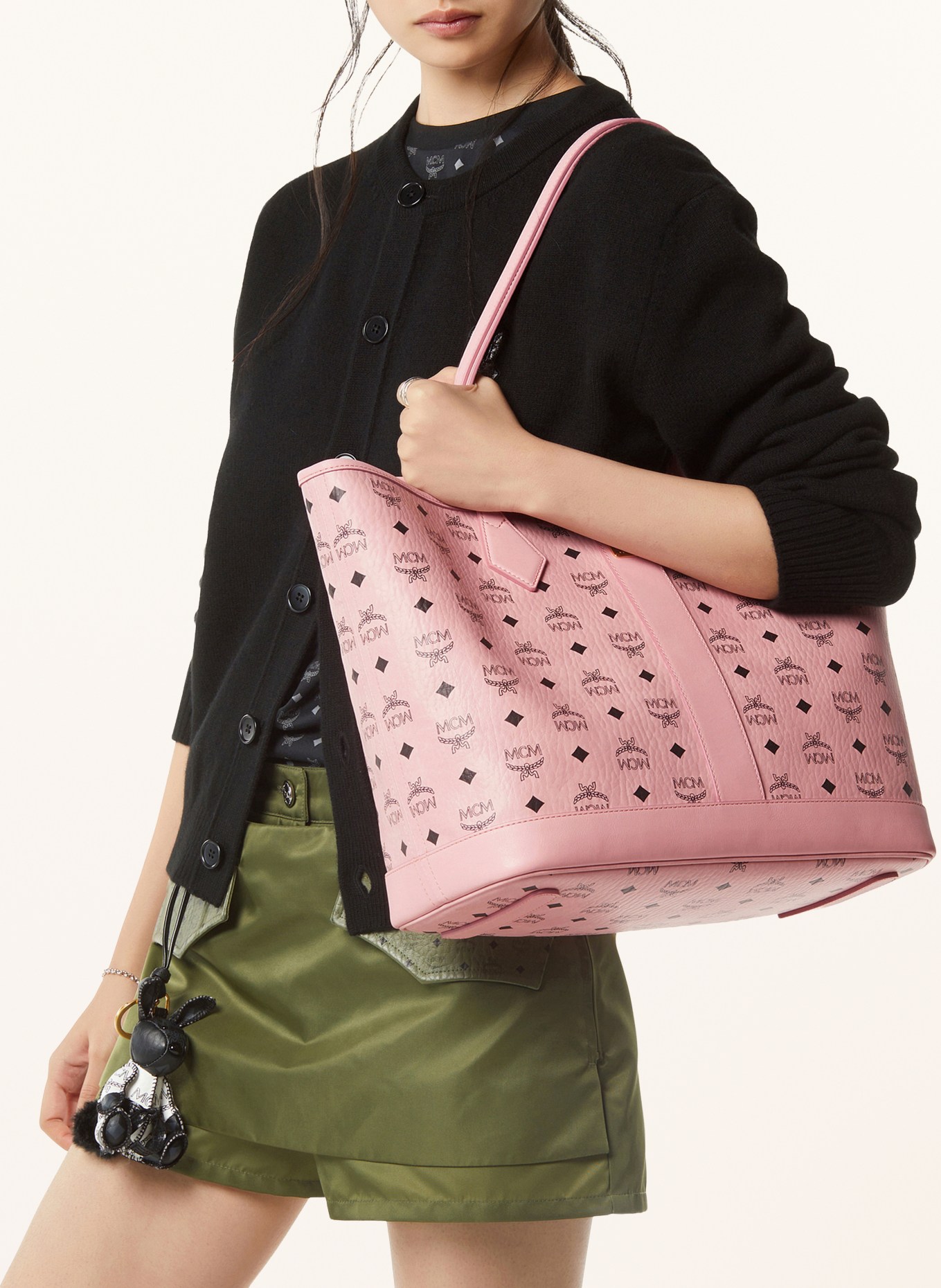 MCM Torba na zakupy LIZ MEDIUM z woreczkiem: RÓŻOWY / ZŁOTY / CZARNY