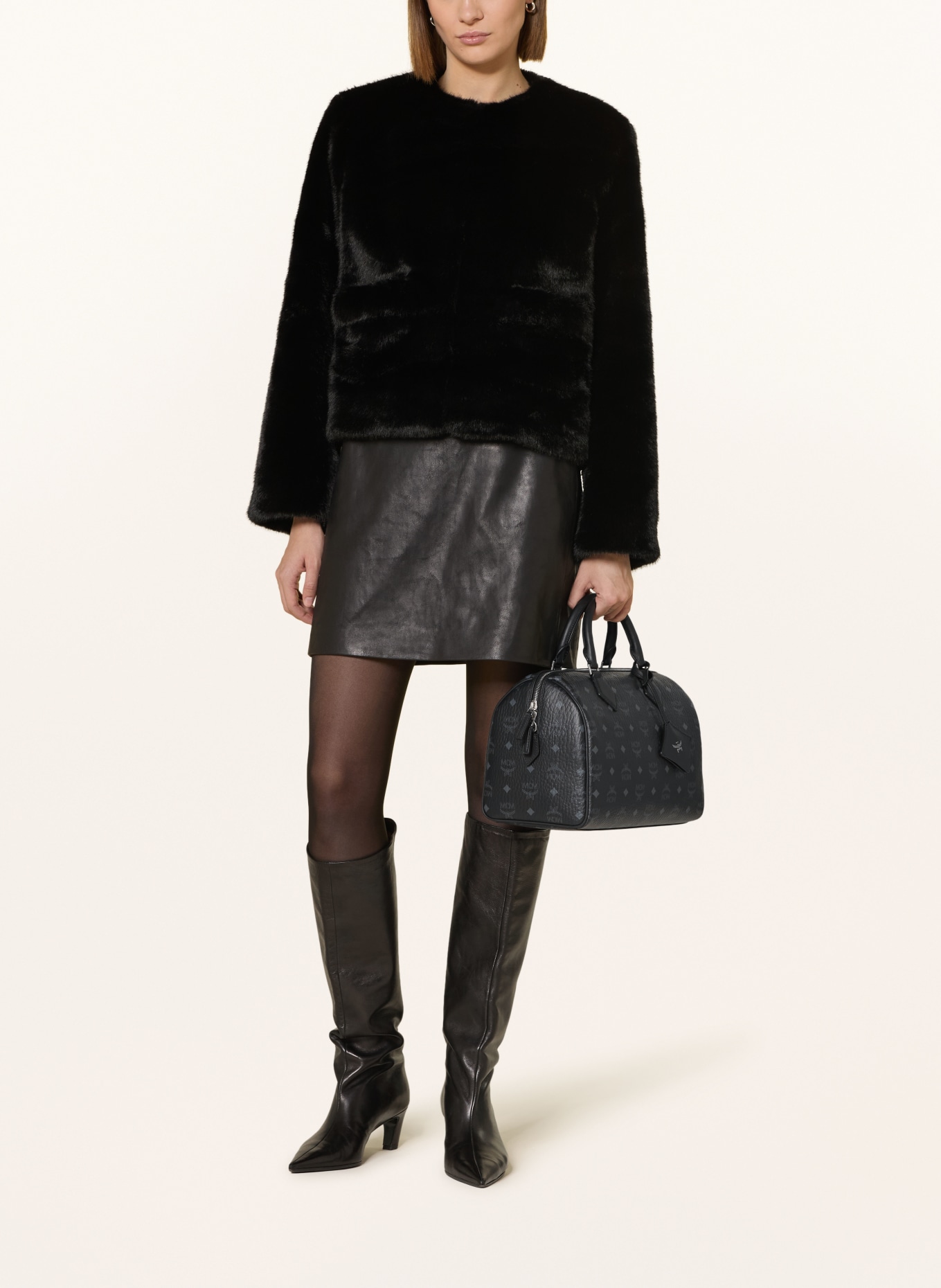 MCM Handtasche ELLA MEDIUM: SCHWARZ / SILBER / DUNKELGRAU