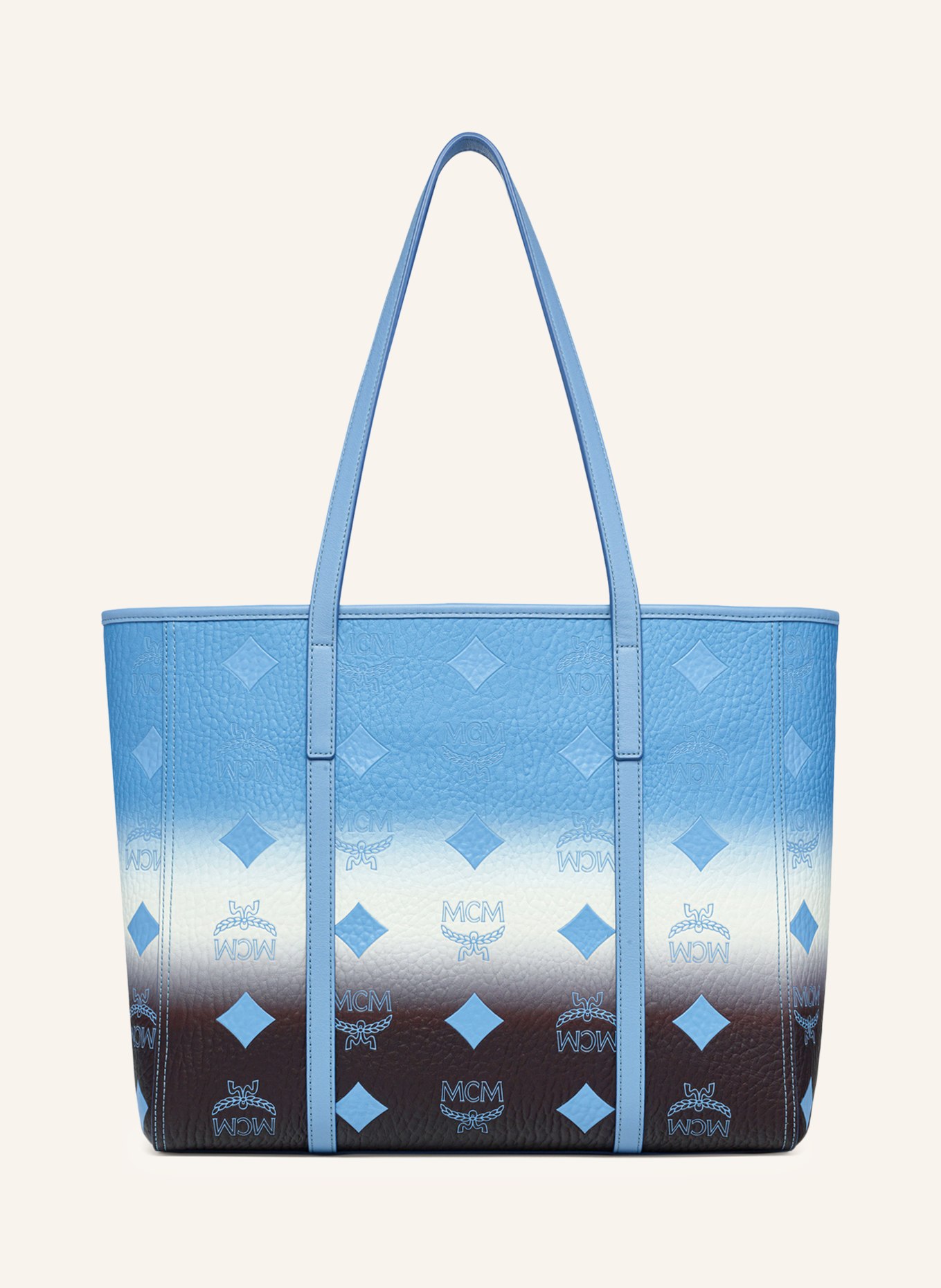 MCM Shopper TONI MEDIUM: HELLBLAU / BRAUN / WEISS