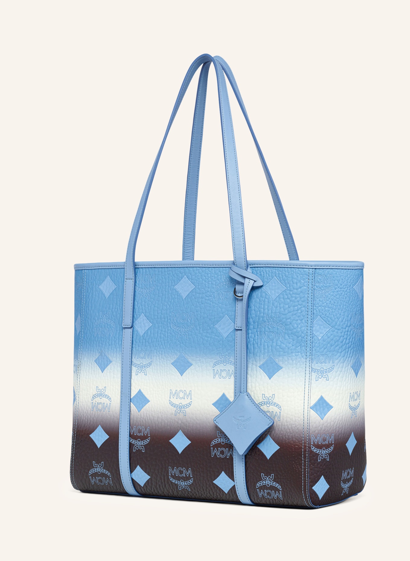 MCM Shopper TONI MEDIUM: HELLBLAU / BRAUN / WEISS