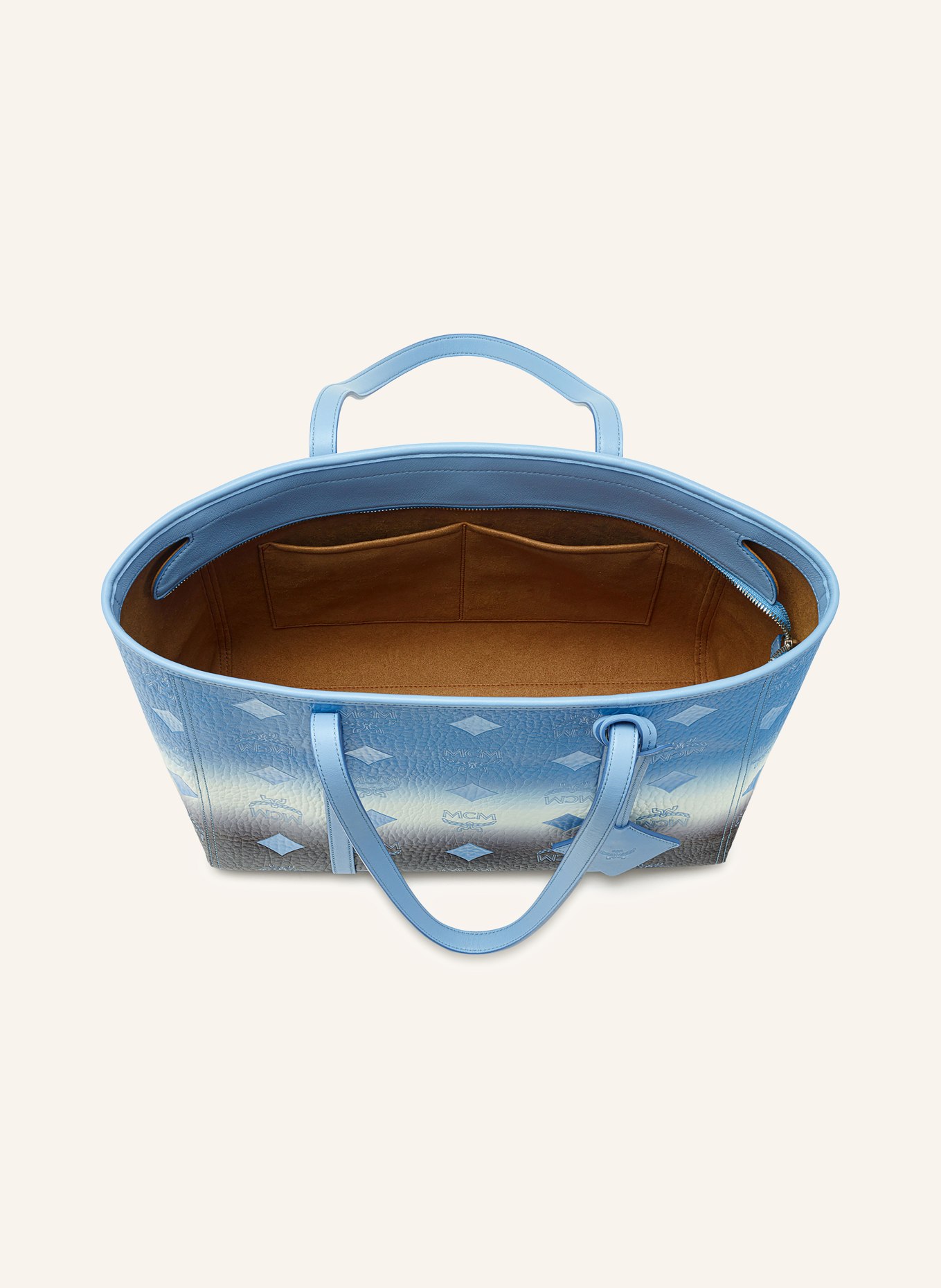MCM Shopper TONI MEDIUM: HELLBLAU / BRAUN / WEISS