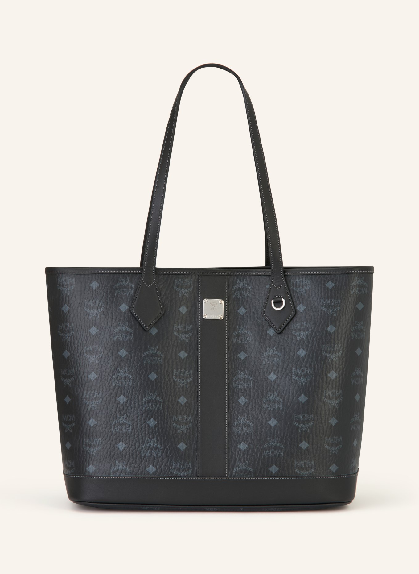 MCM LIZ shopper bag with pouch: BLACK / GRAY