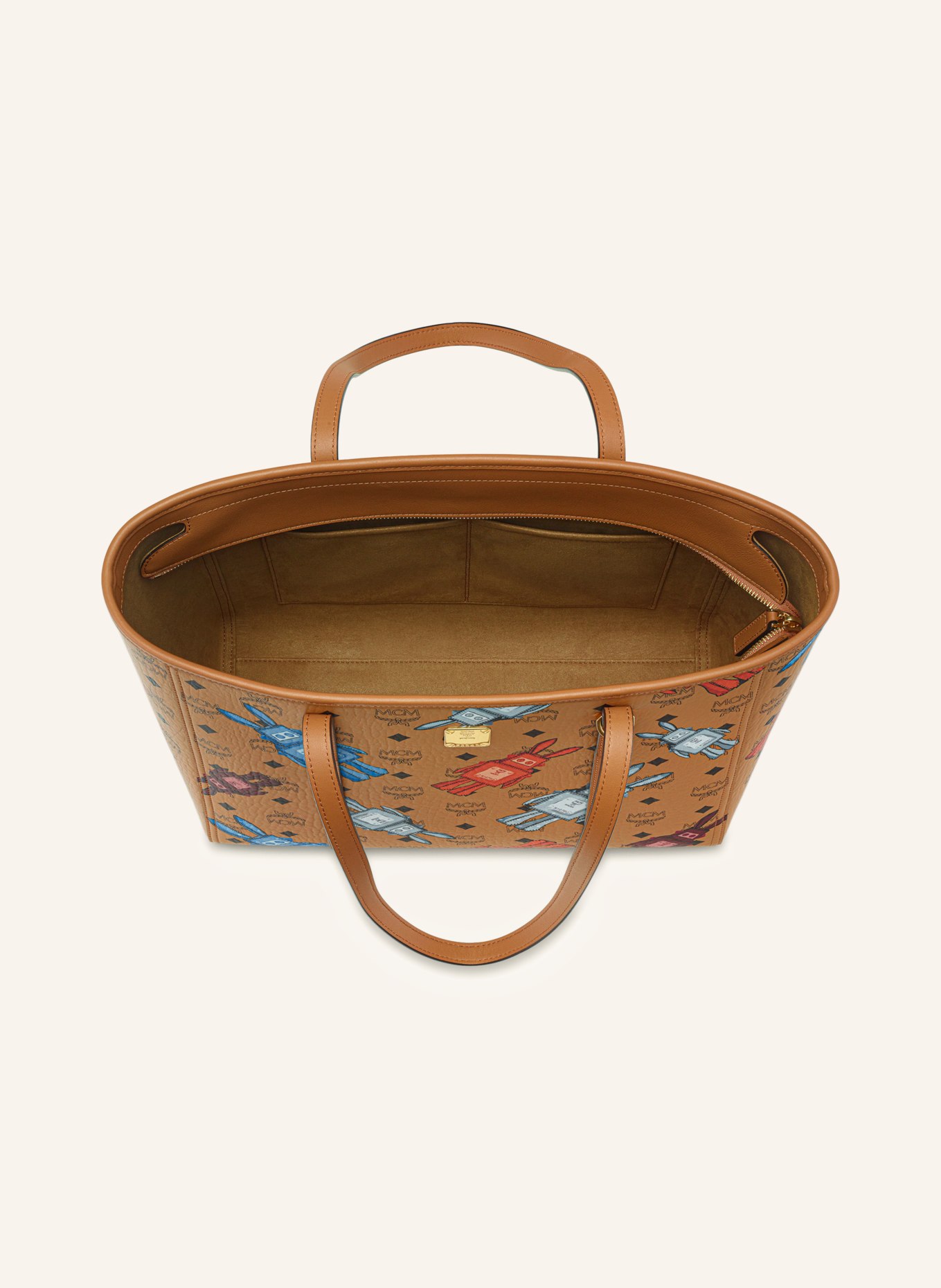 MCM Shopper TONI MEDIUM: COGNAC / ORANJE / DONKERBLAUW