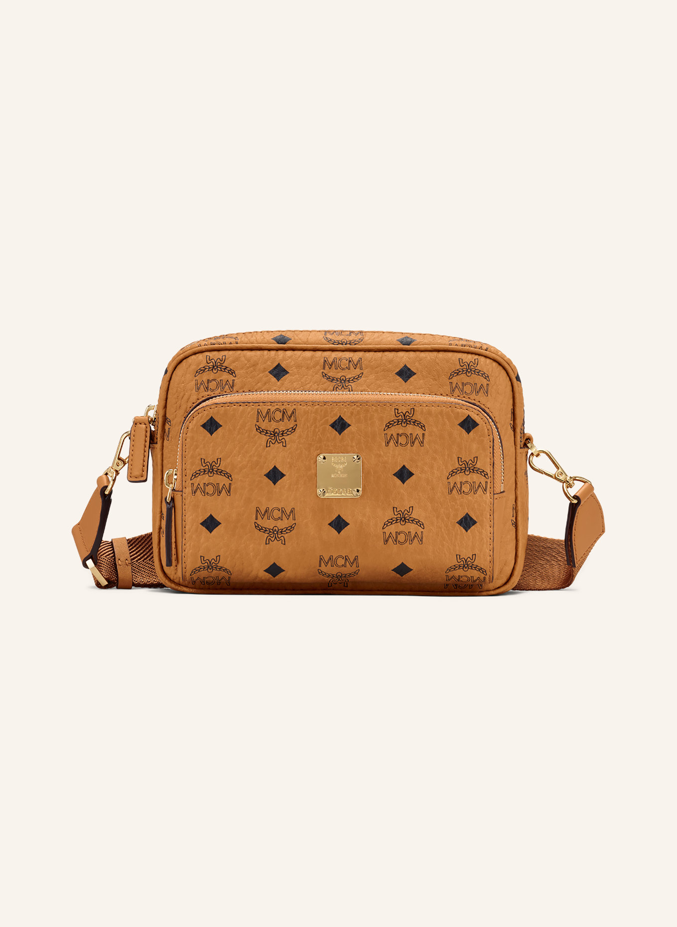 MCM Umhängetasche AREN: COGNAC / GOLD / SCHWARZ