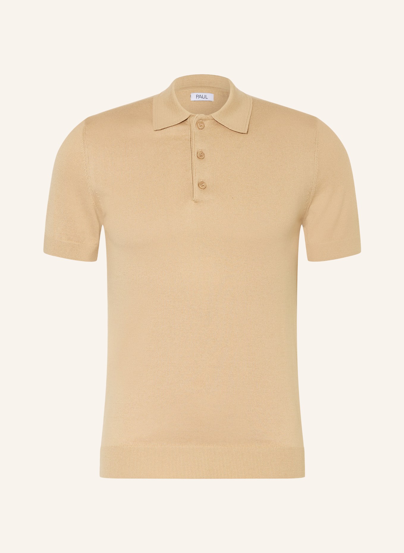 PAUL Strick-Poloshirt: BEIGE