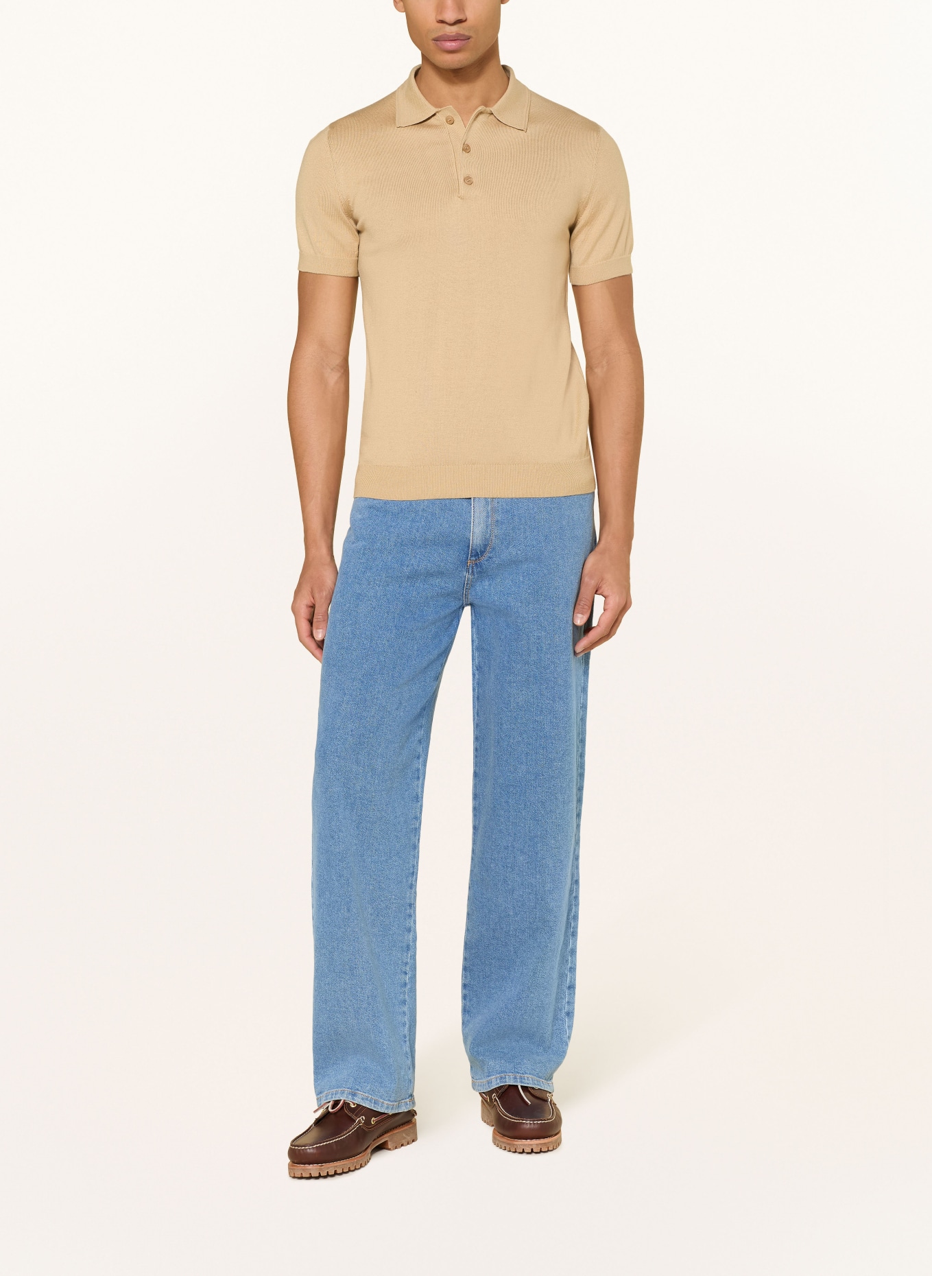 PAUL Strick-Poloshirt: BEIGE