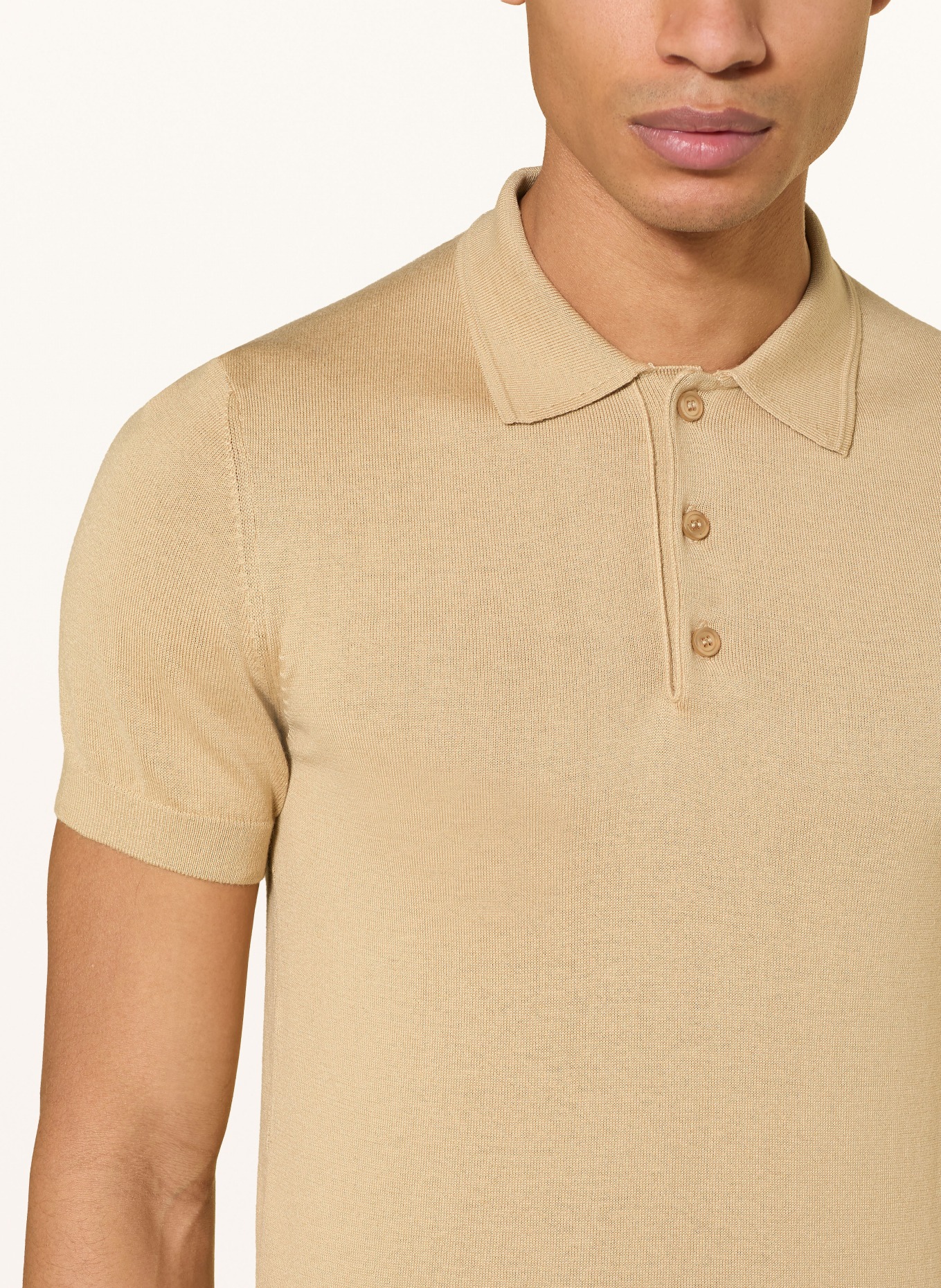 PAUL Strick-Poloshirt: BEIGE