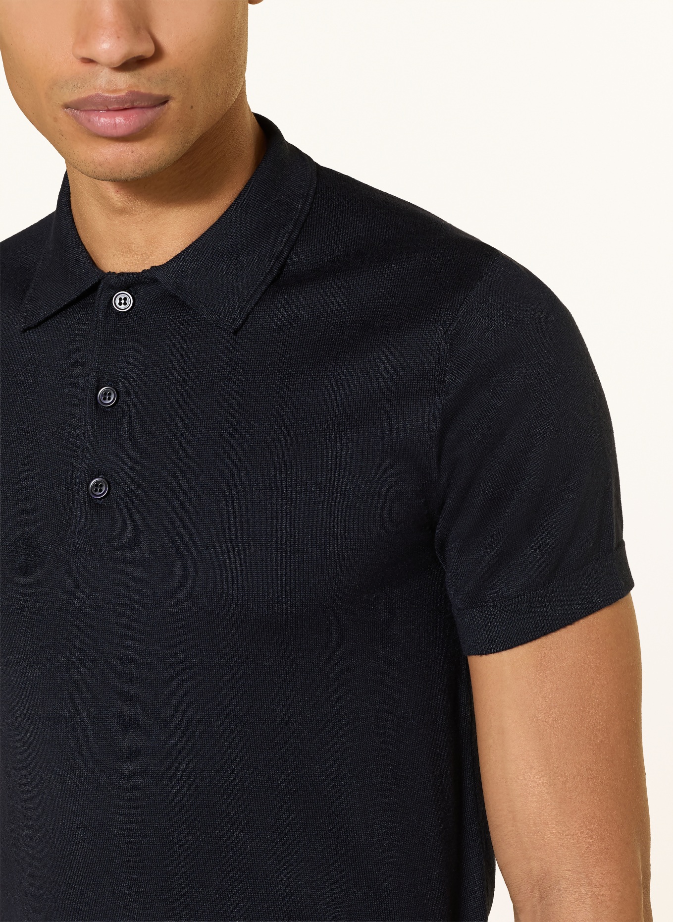 PAUL Strick-Poloshirt: DUNKELBLAU