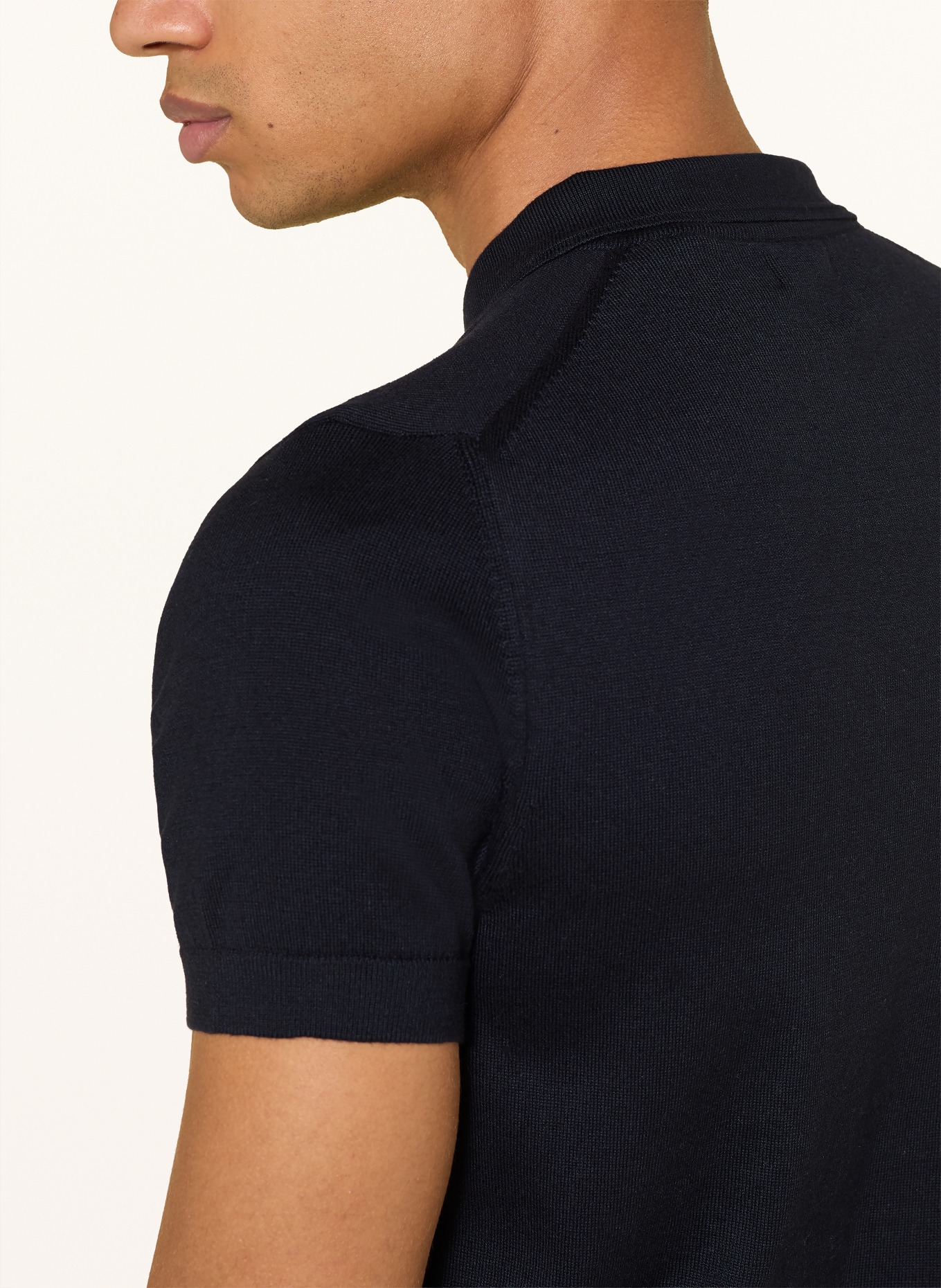 PAUL Strick-Poloshirt: DUNKELBLAU