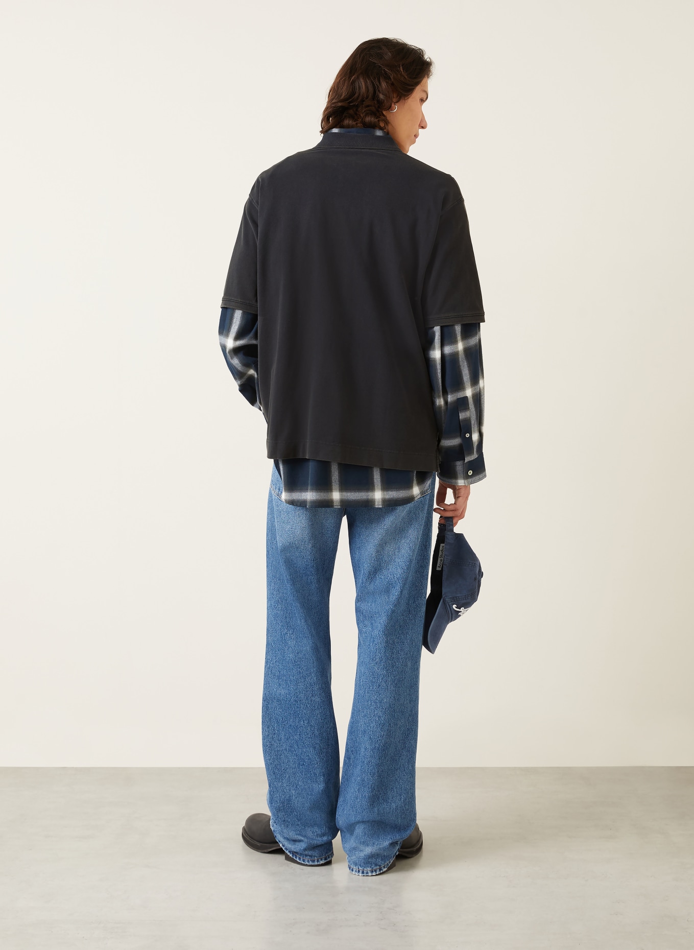 Acne Studios Piqué-Poloshirt: SCHWARZ