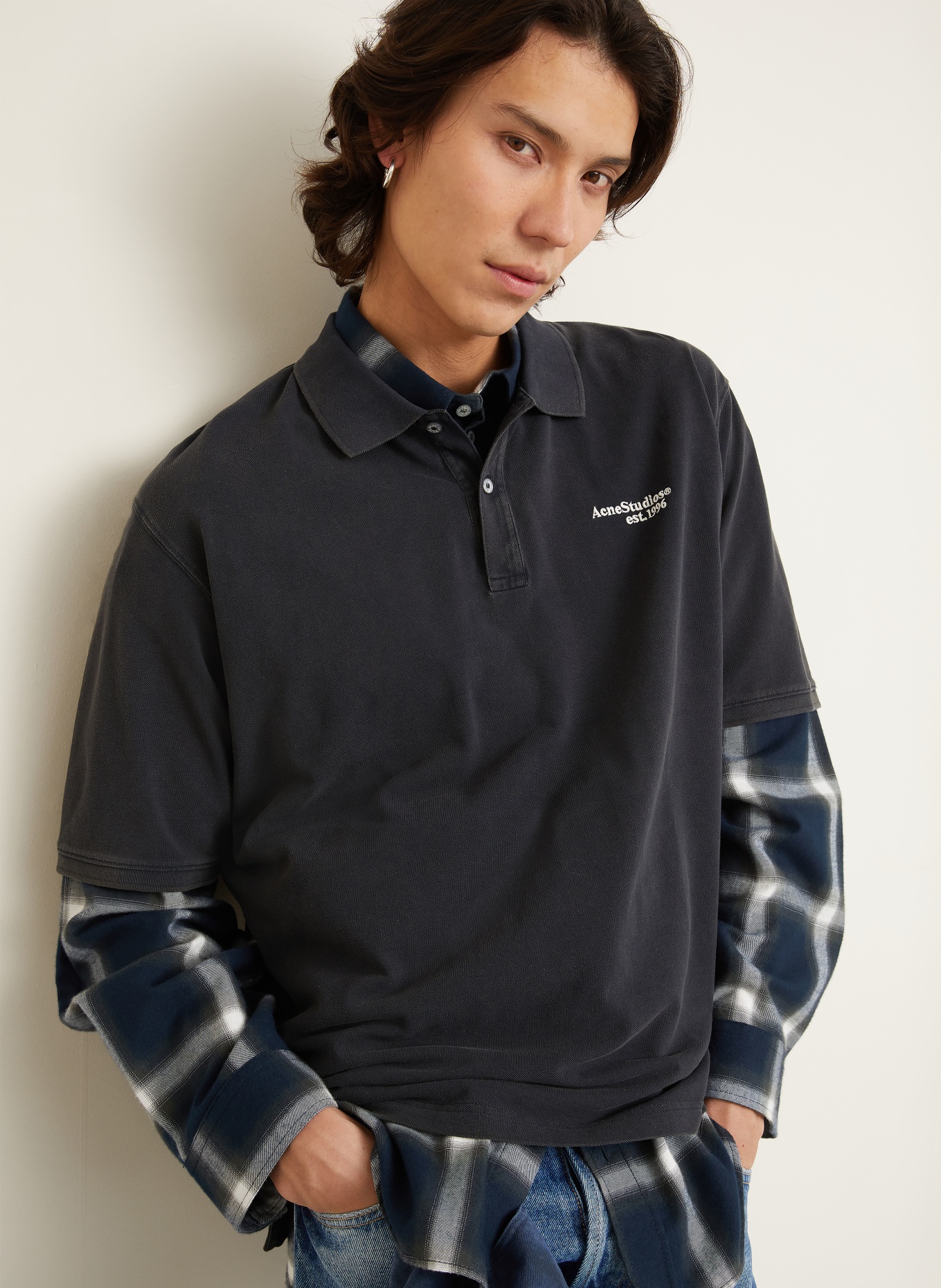 Acne Studios Piqué-Poloshirt: SCHWARZ