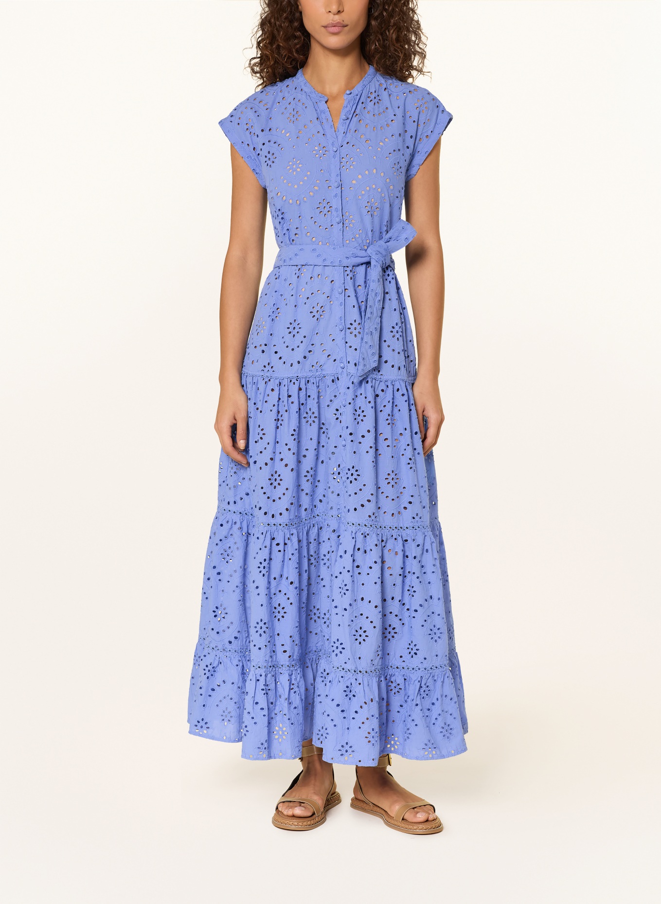 Poupette St Barth KORA beach dress made from eyelet lace: BLUE