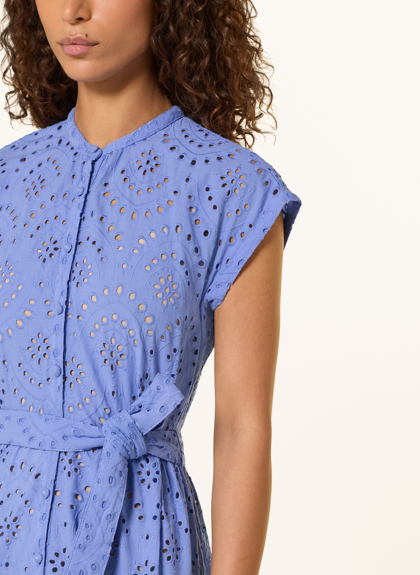 Poupette St Barth KORA beach dress made from eyelet lace: BLUE