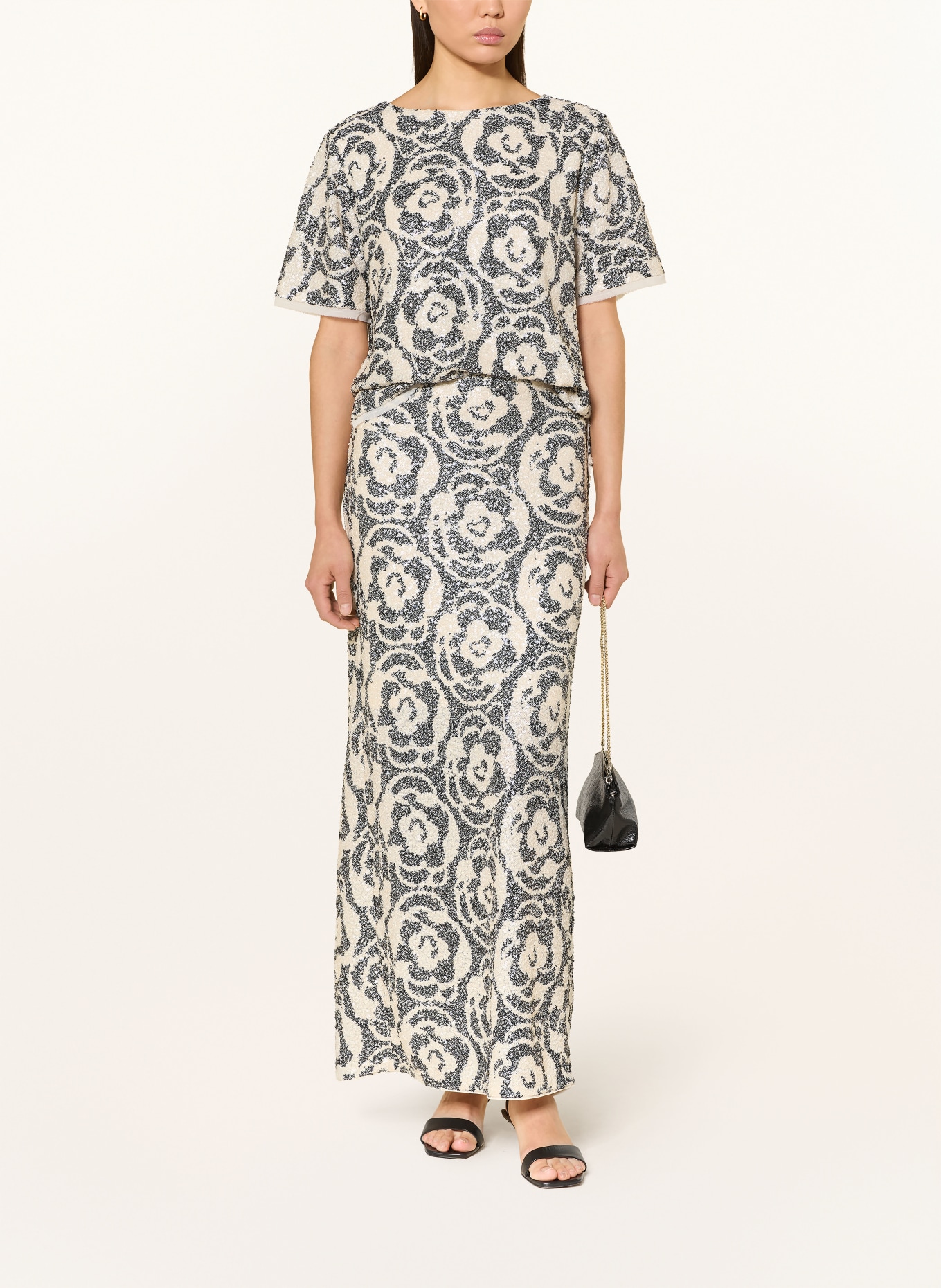 comma Rock mit Pailletten: CREME / DUNKELBLAU