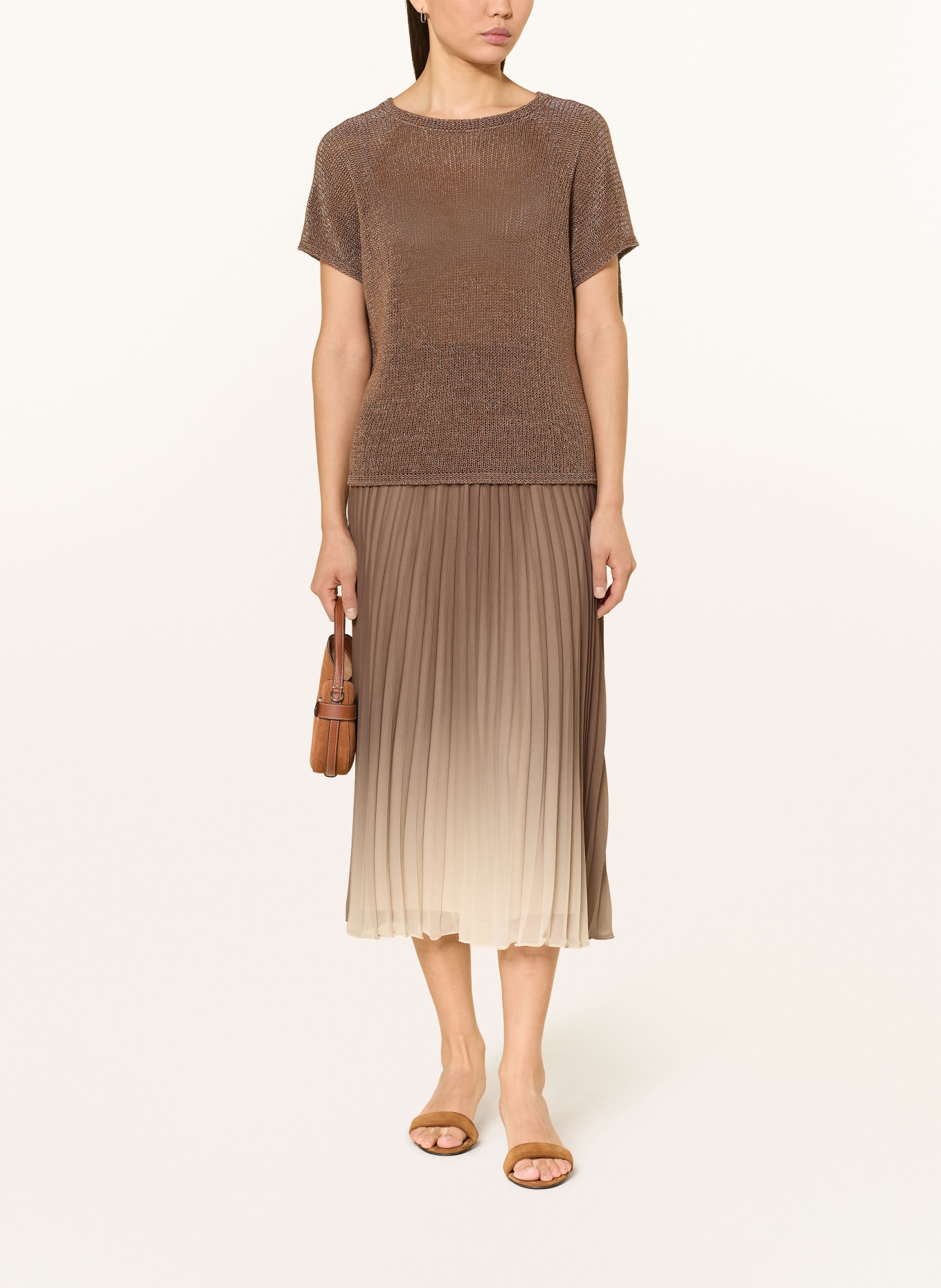 s.Oliver BLACK LABEL pleated skirt: BROWN / LIGHT BROWN