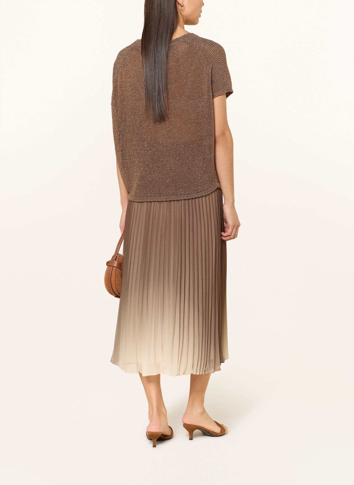 s.Oliver BLACK LABEL pleated skirt: BROWN / LIGHT BROWN