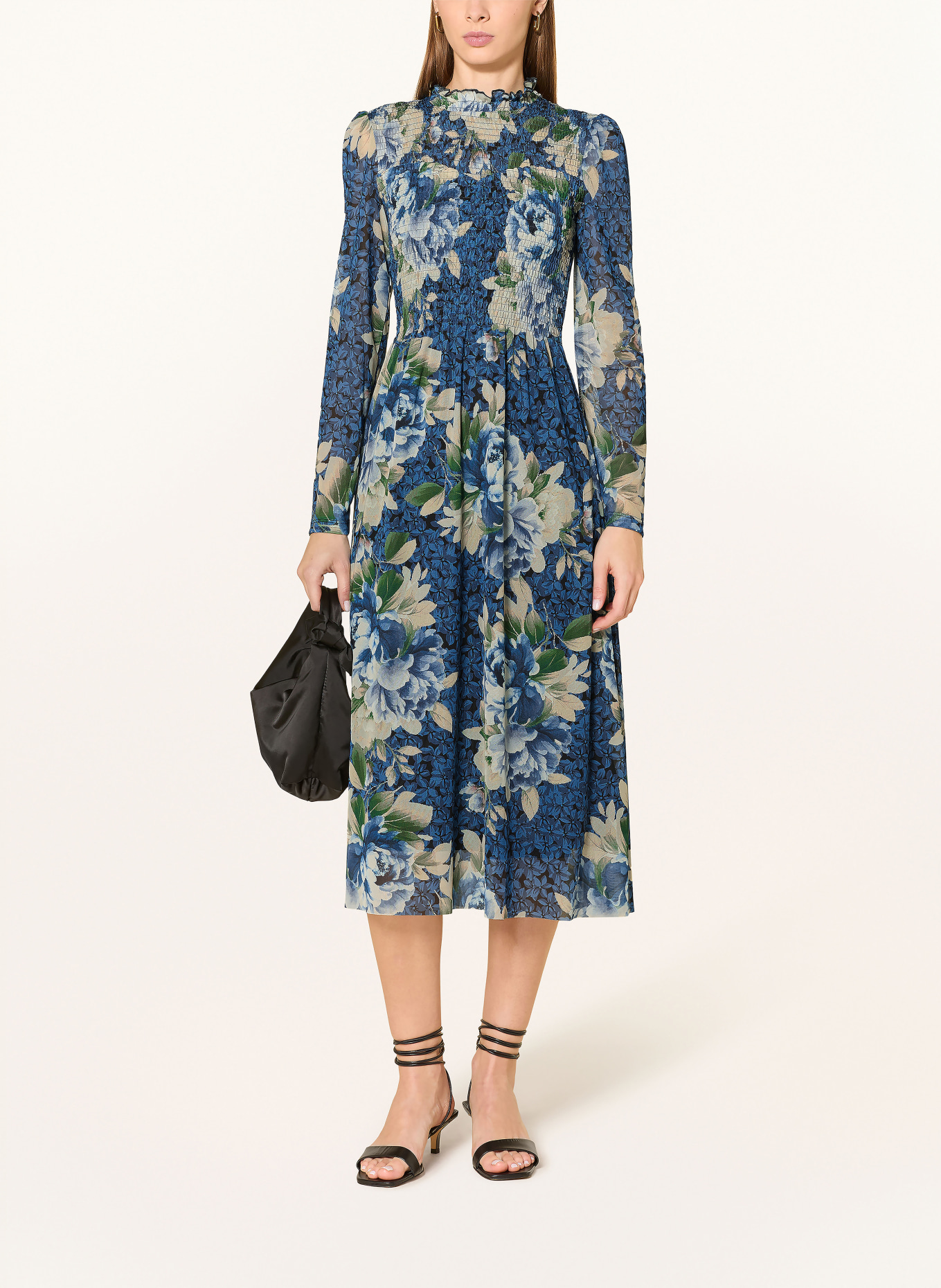 Rich & Royal Mesh-Kleid: BLAU / HELLGELB / WEISS