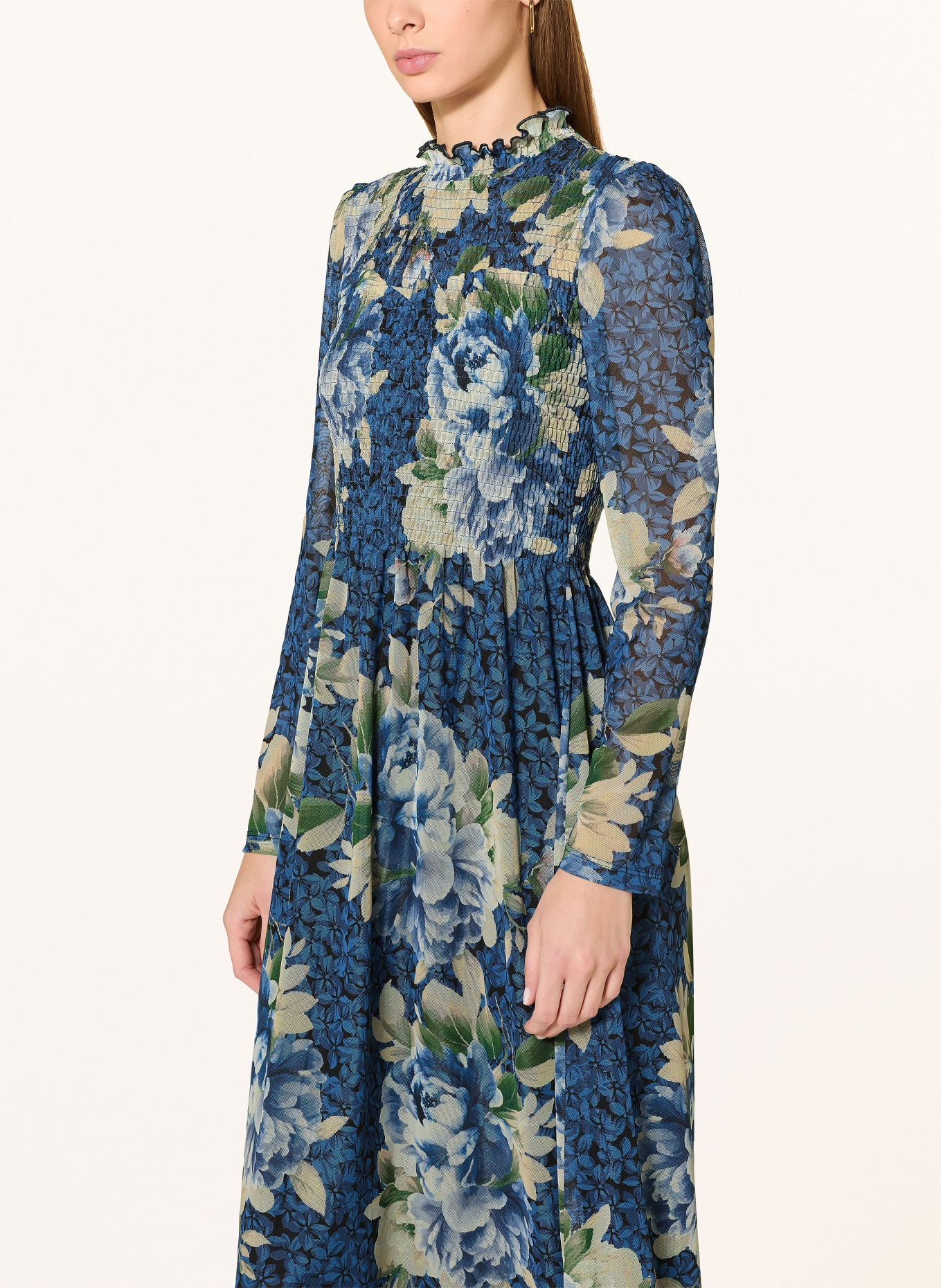 Rich & Royal Mesh-Kleid: BLAU / HELLGELB / WEISS