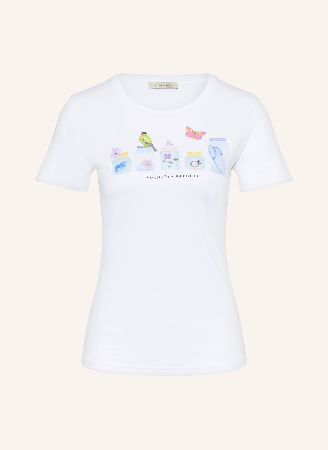 lilienfels T-shirt with gemstones: CREAM / LIGHT BLUE