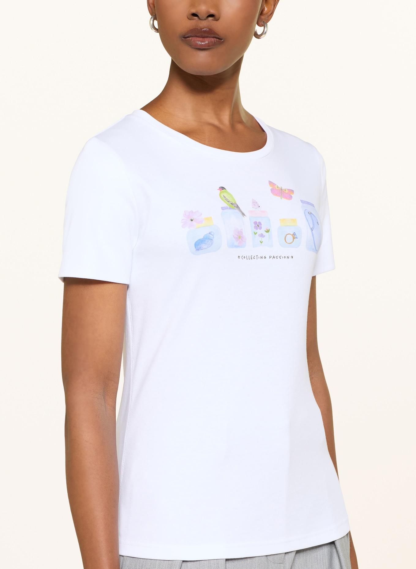 lilienfels T-shirt with gemstones: CREAM / LIGHT BLUE