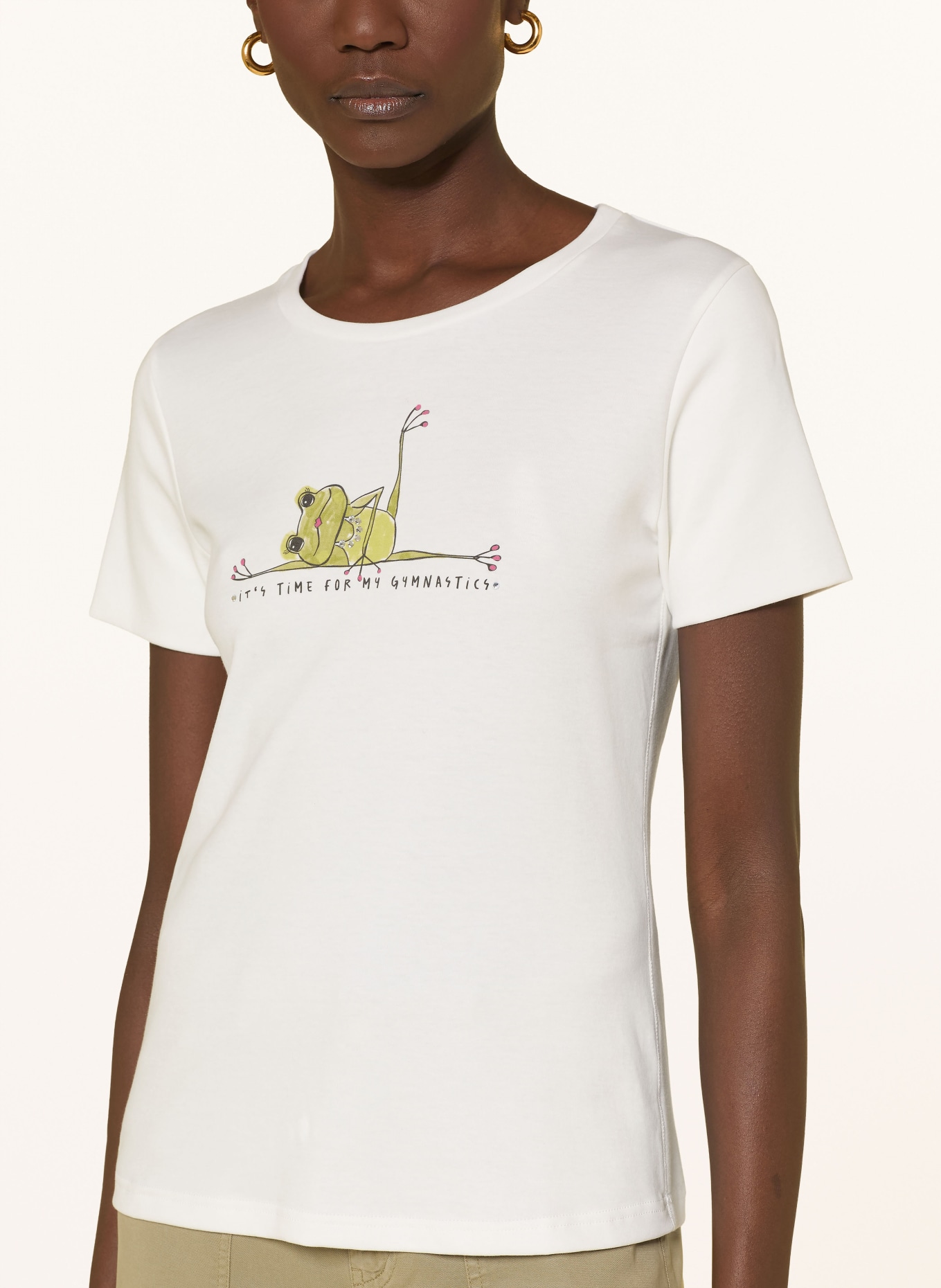 lilienfels T-Shirt mit Schmucksteinen: CREME / PINK / HELLGRÜN