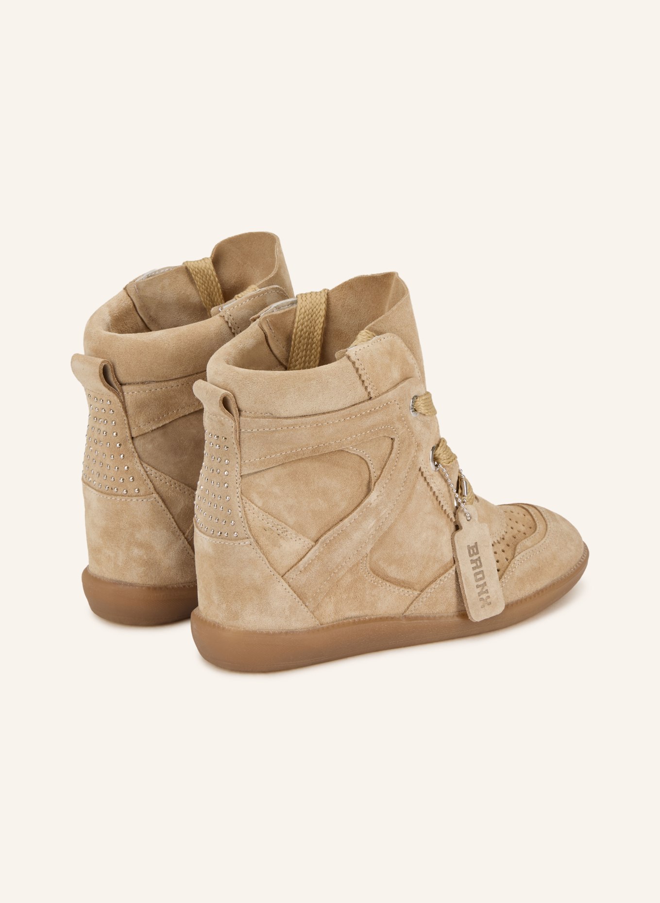 BRONX JAE-YY high-top sneakers with studs: LIGHT BROWN