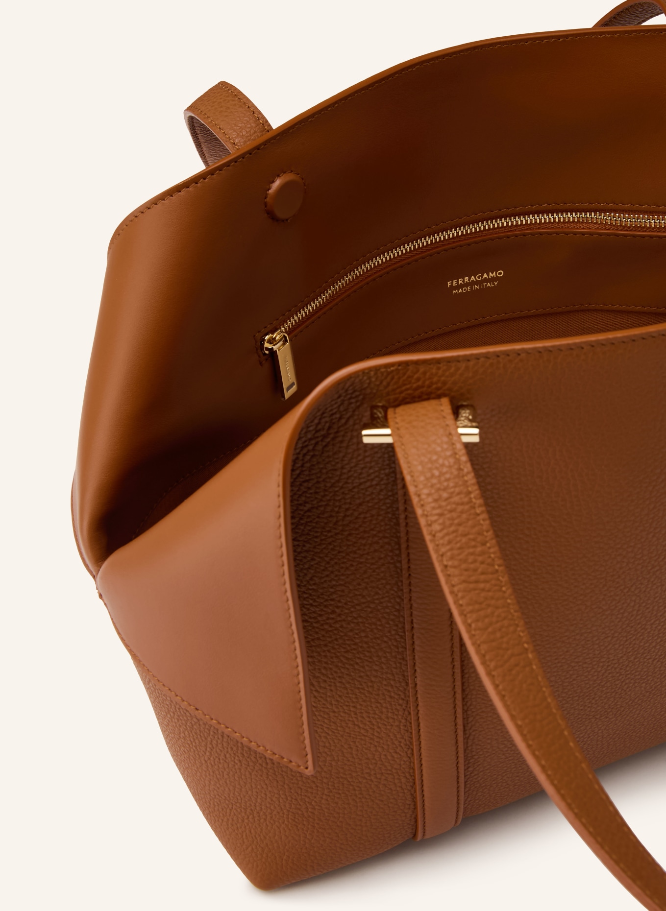 FERRAGAMO Shopper THE SCARF GRAINY: BRAUN / GOLD