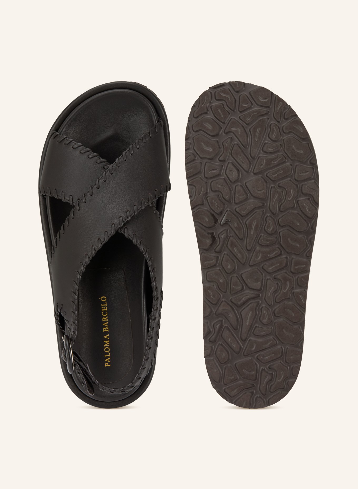 PALOMA BARCELÓ Sandały na płaskiej podeszwie URSULA: CIEMNOBRĄZOWY