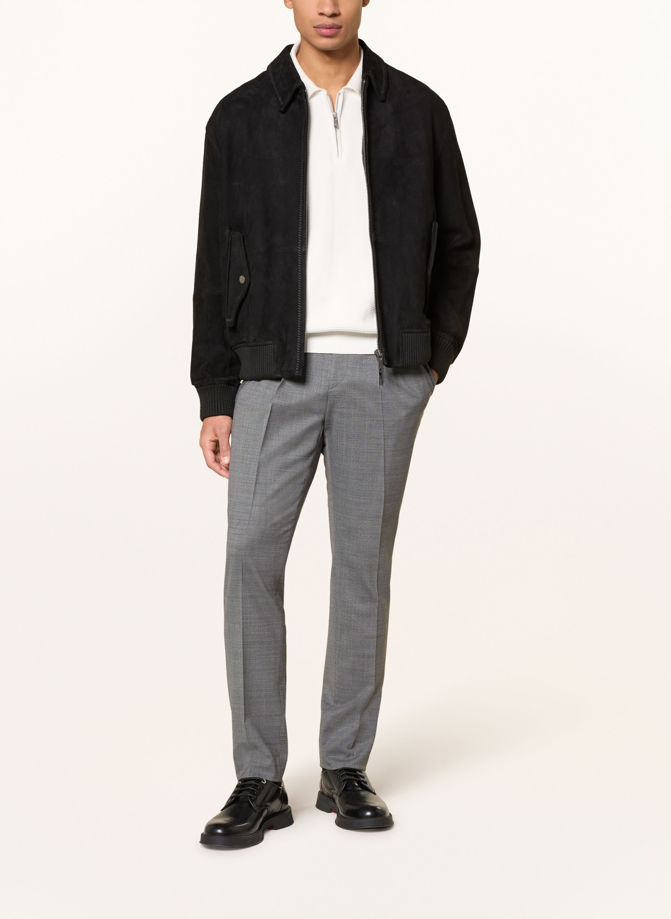 HUGO Lederblouson LEMAI: SCHWARZ