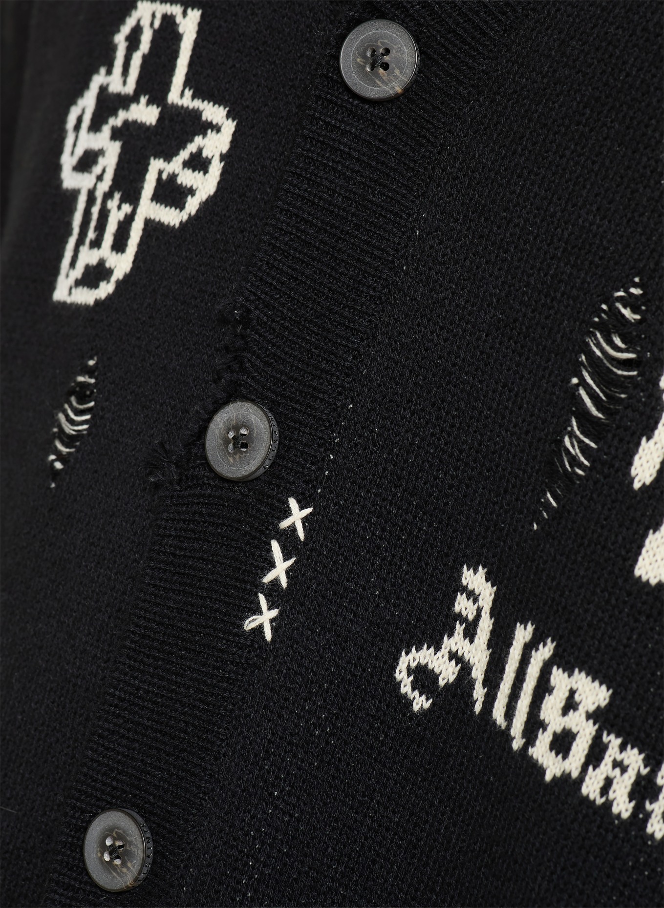 ALLSAINTS Svetr CALEDON: ČERNÁ / SVĚTLE ŠEDÁ