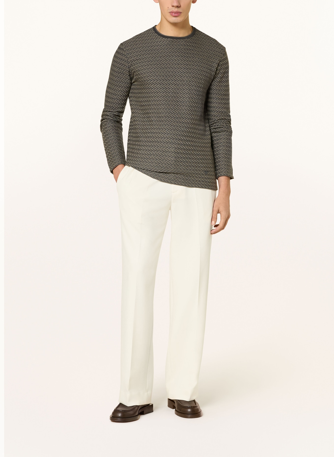 EMPORIO ARMANI Pullover: TAUPE / DUNKELGRAU