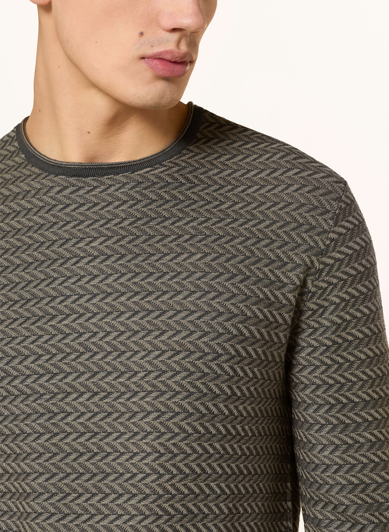 EMPORIO ARMANI Pullover: TAUPE / DUNKELGRAU