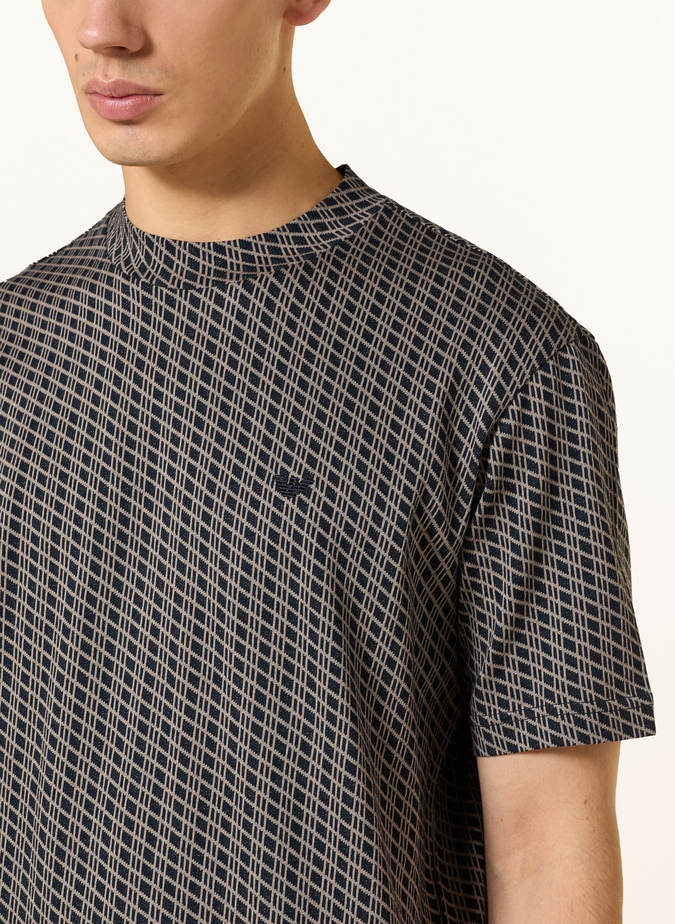 EMPORIO ARMANI T-Shirt: DUNKELBLAU / BEIGE