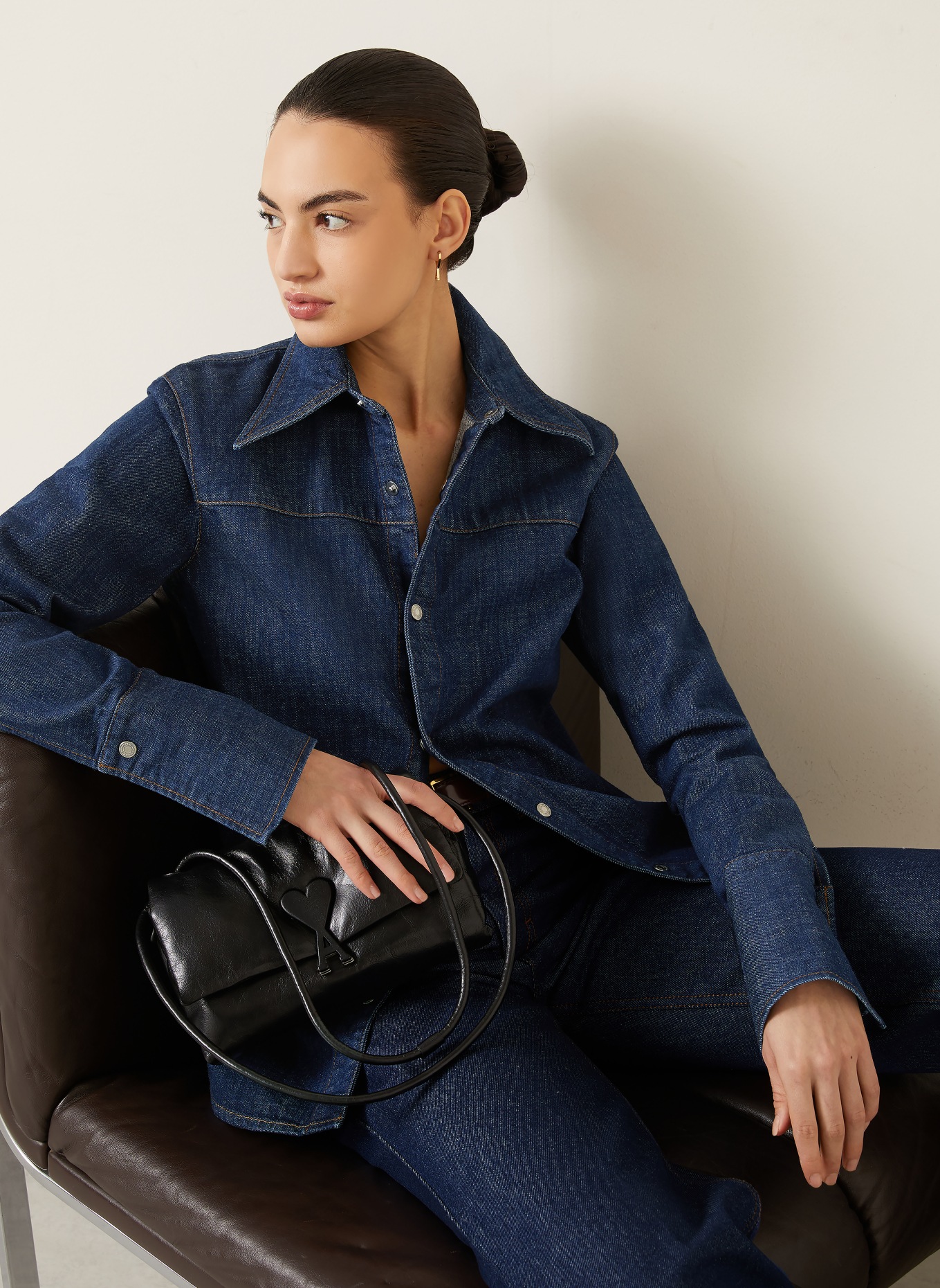 AMI PARIS Jeans-Overshirt: DUNKELBLAU