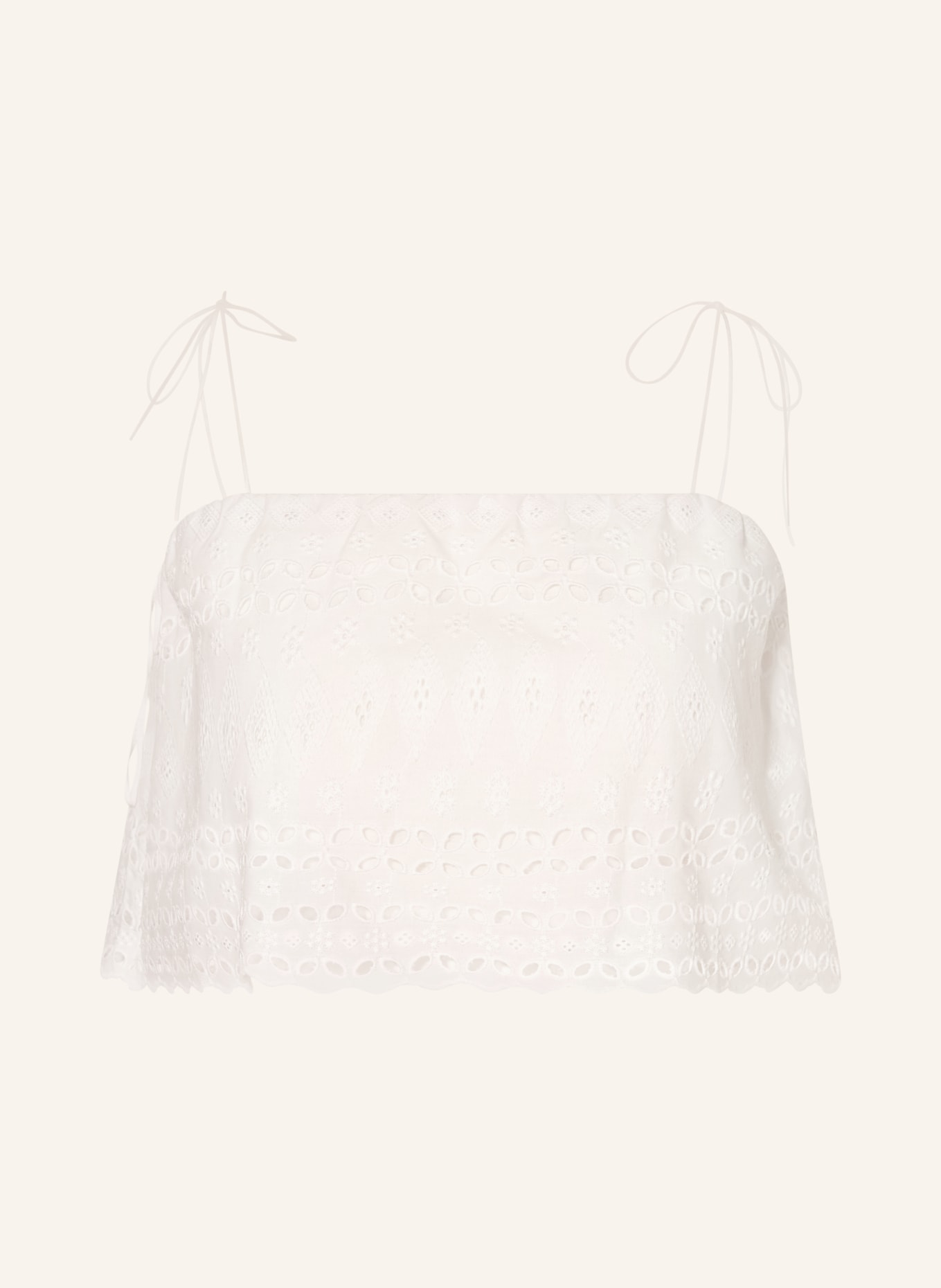 FAITHFULL THE BRAND Top ABAJO z koronki z otworami: BIAŁY