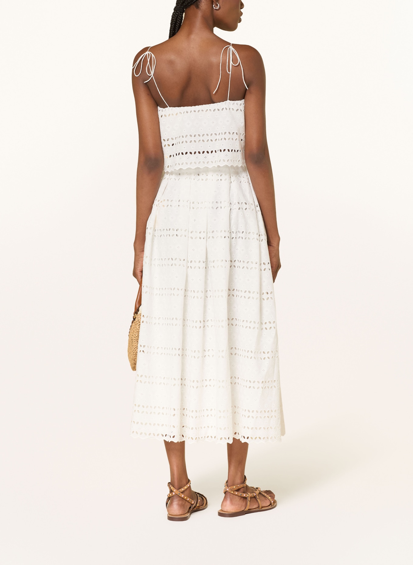 FAITHFULL THE BRAND Top ABAJO z koronki z otworami: BIAŁY