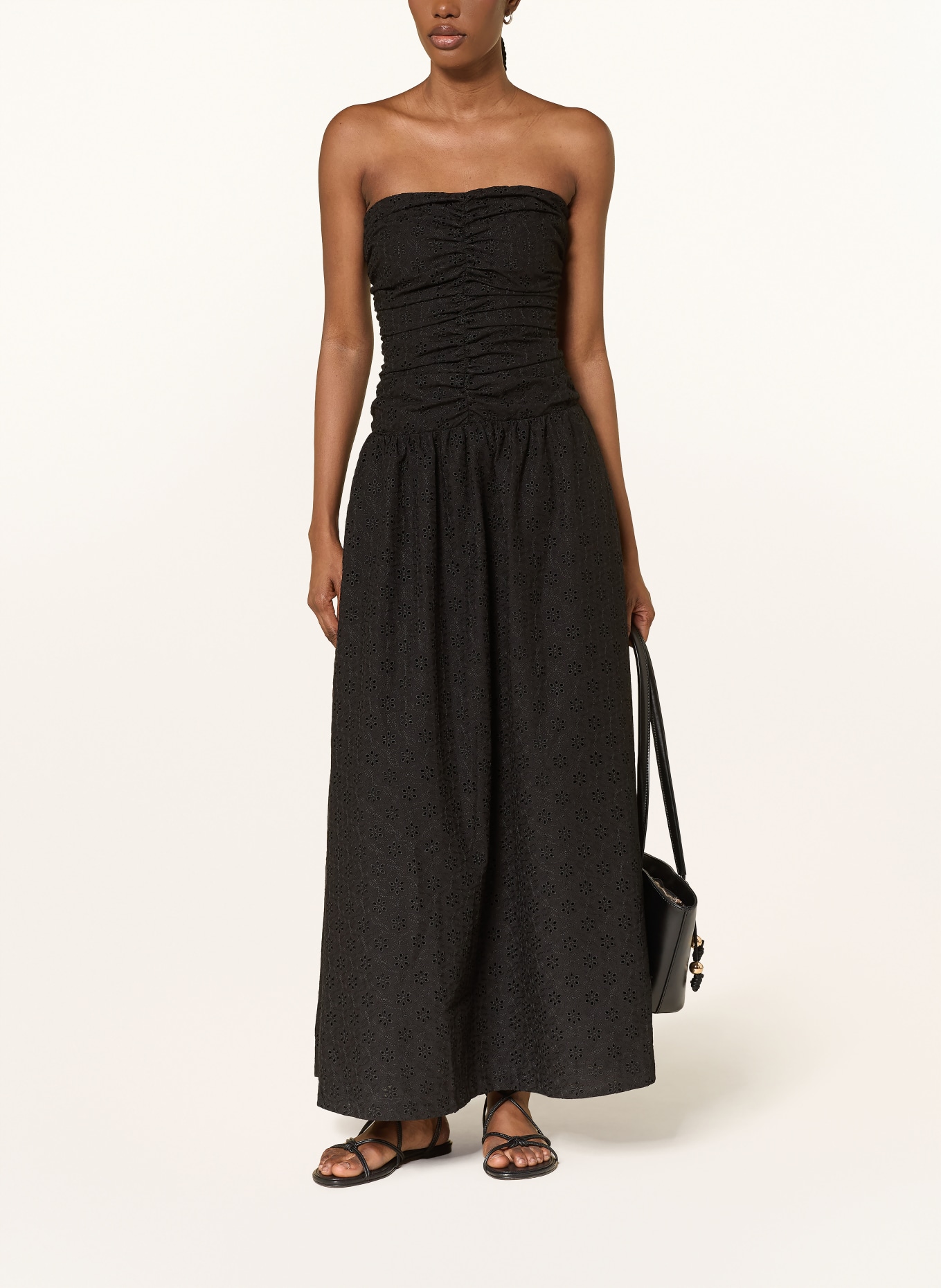 FAITHFULL THE BRAND Kleid LIA aus Lochspitze: SCHWARZ