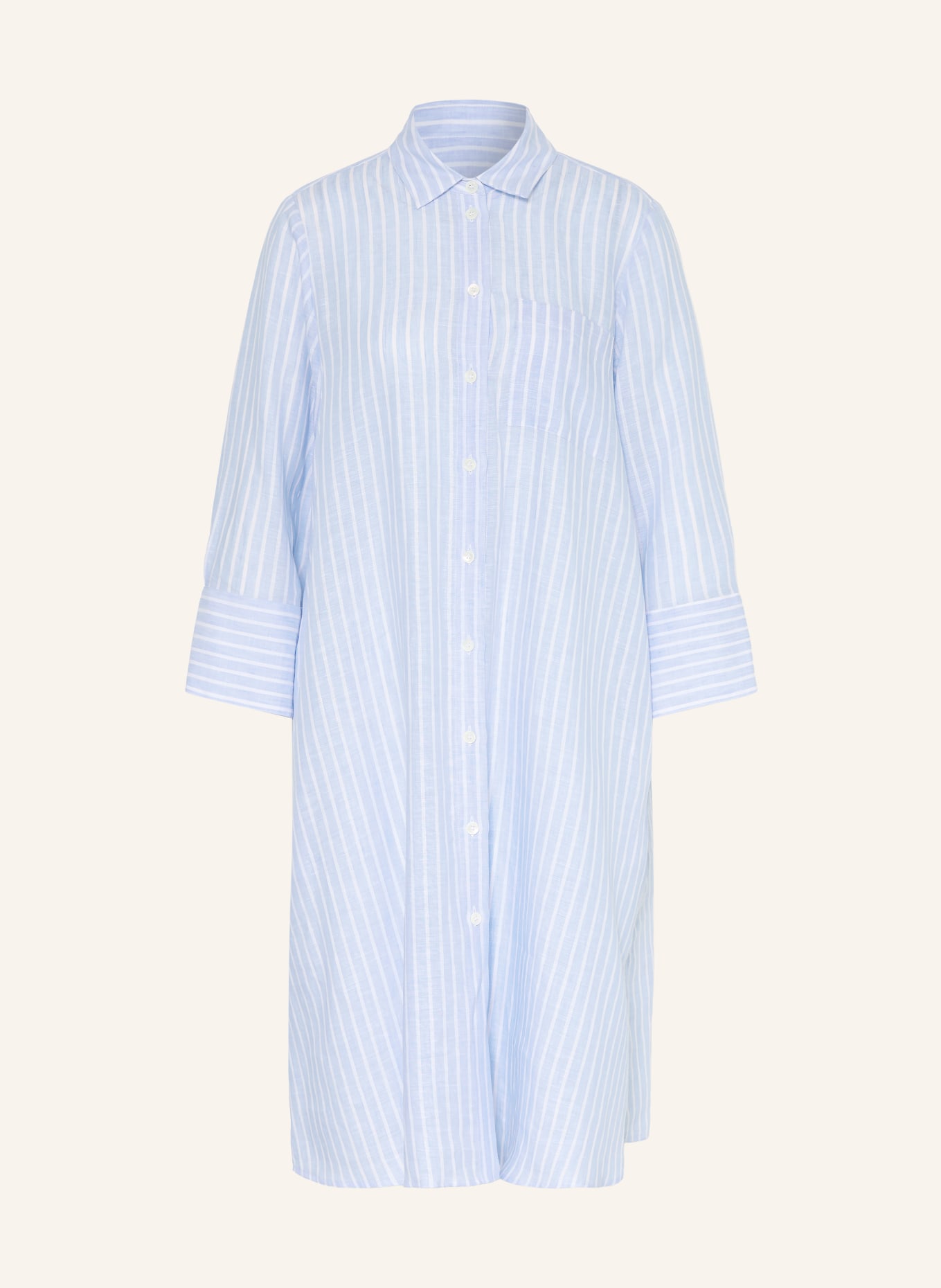 ROBERT FRIEDMAN Lněné šaty s 3/4 rukávy: TMAVĚ MODRÁ / BÍLÁ