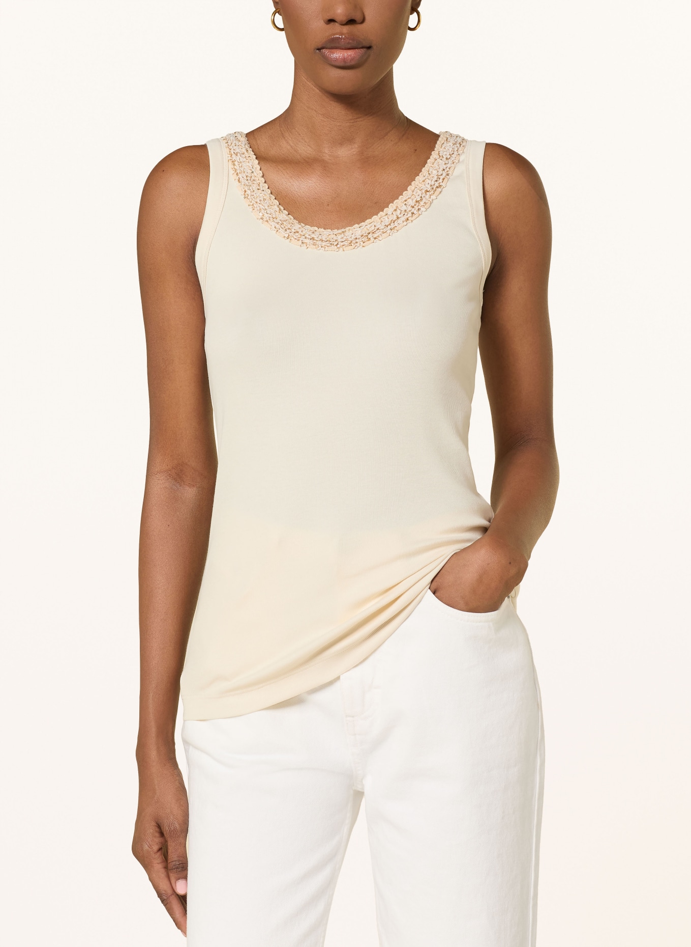 FABIANA FILIPPI Top mit Pailletten: CREME