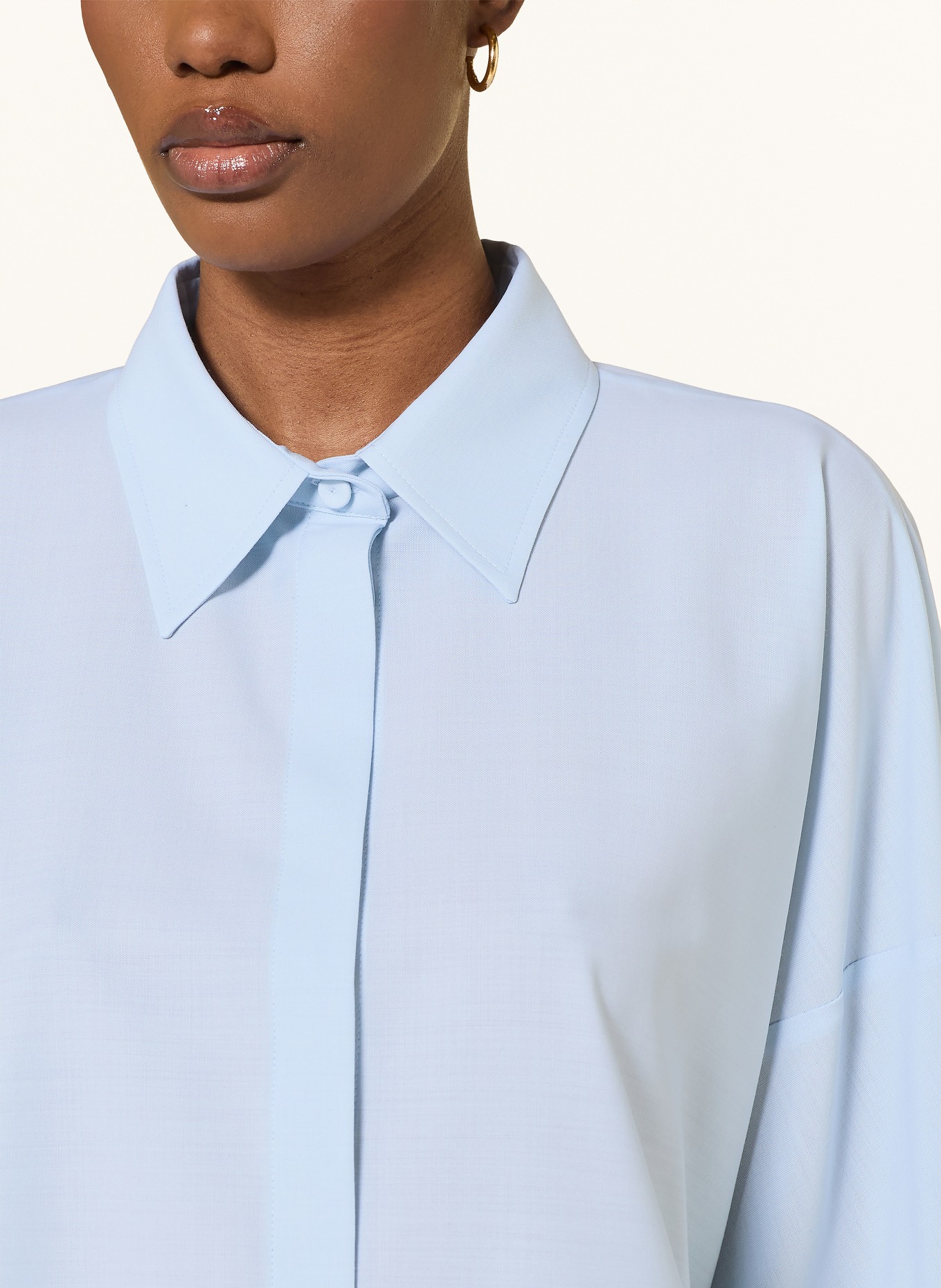 FABIANA FILIPPI Hemdbluse aus Merinowolle mit 3/4-Arm: HELLBLAU