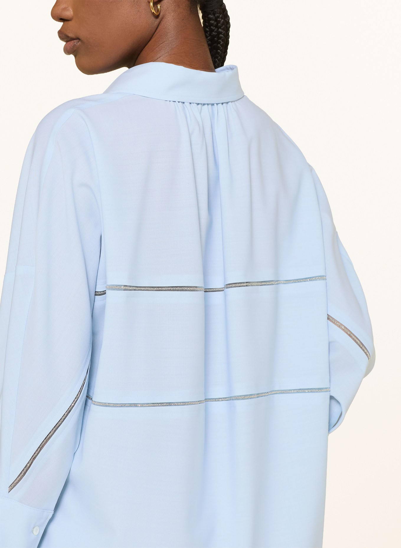 FABIANA FILIPPI Hemdbluse aus Merinowolle mit 3/4-Arm: HELLBLAU