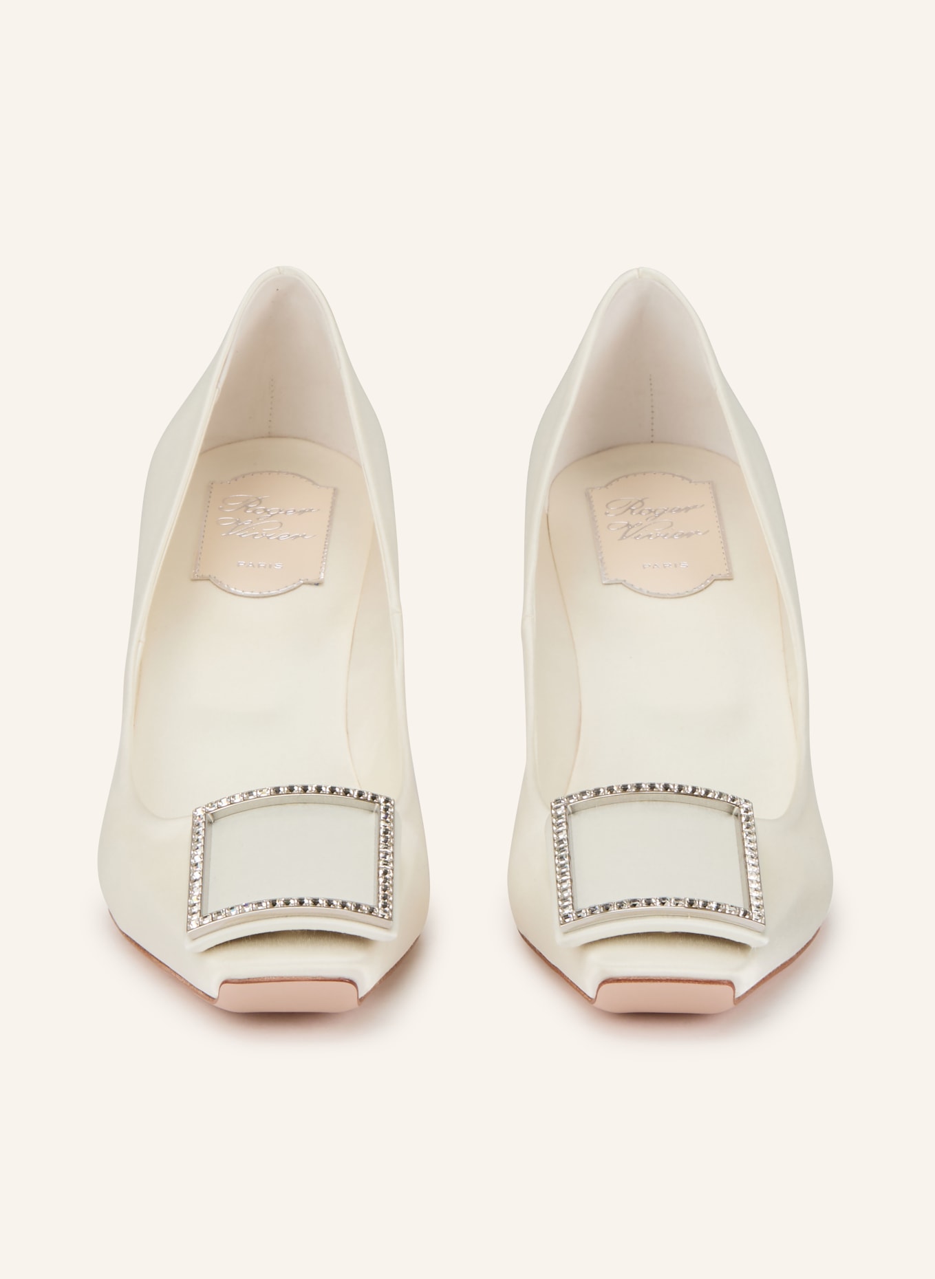Roger Vivier Pumps TROMPETTE mit Schmucksteinen: ECRU