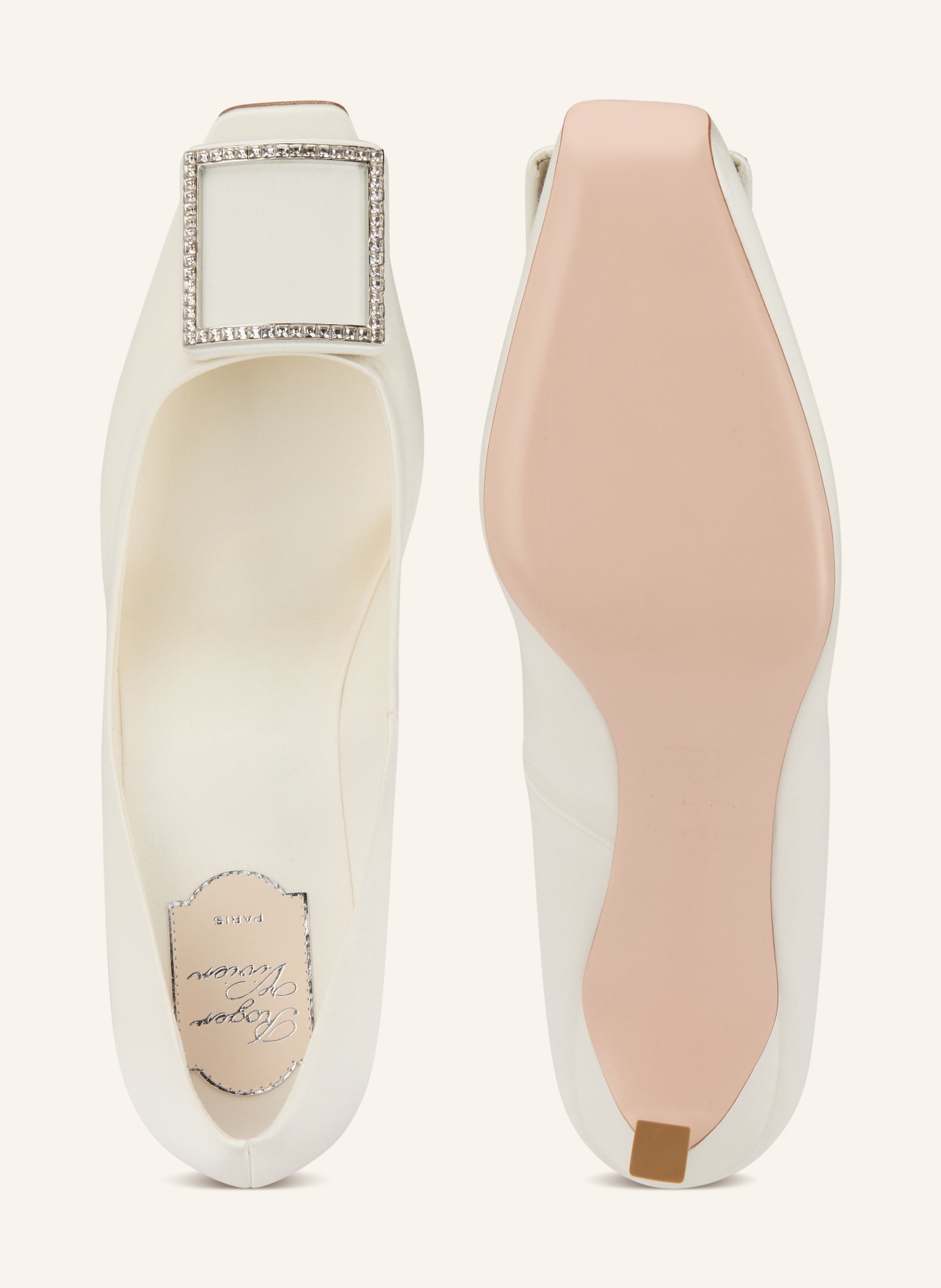 Roger Vivier Pumps TROMPETTE mit Schmucksteinen: ECRU