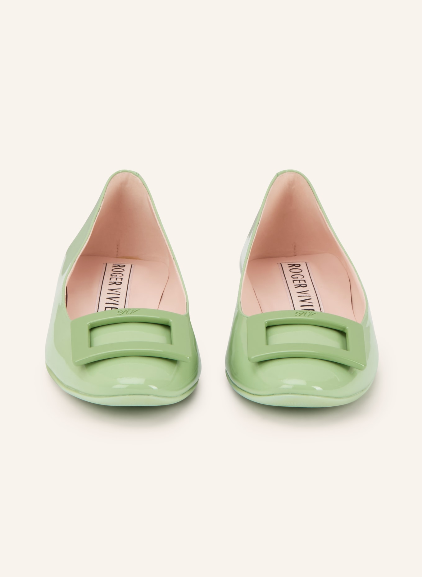 Roger Vivier Lackballerinas GOMMETTINE: HELLGRÜN