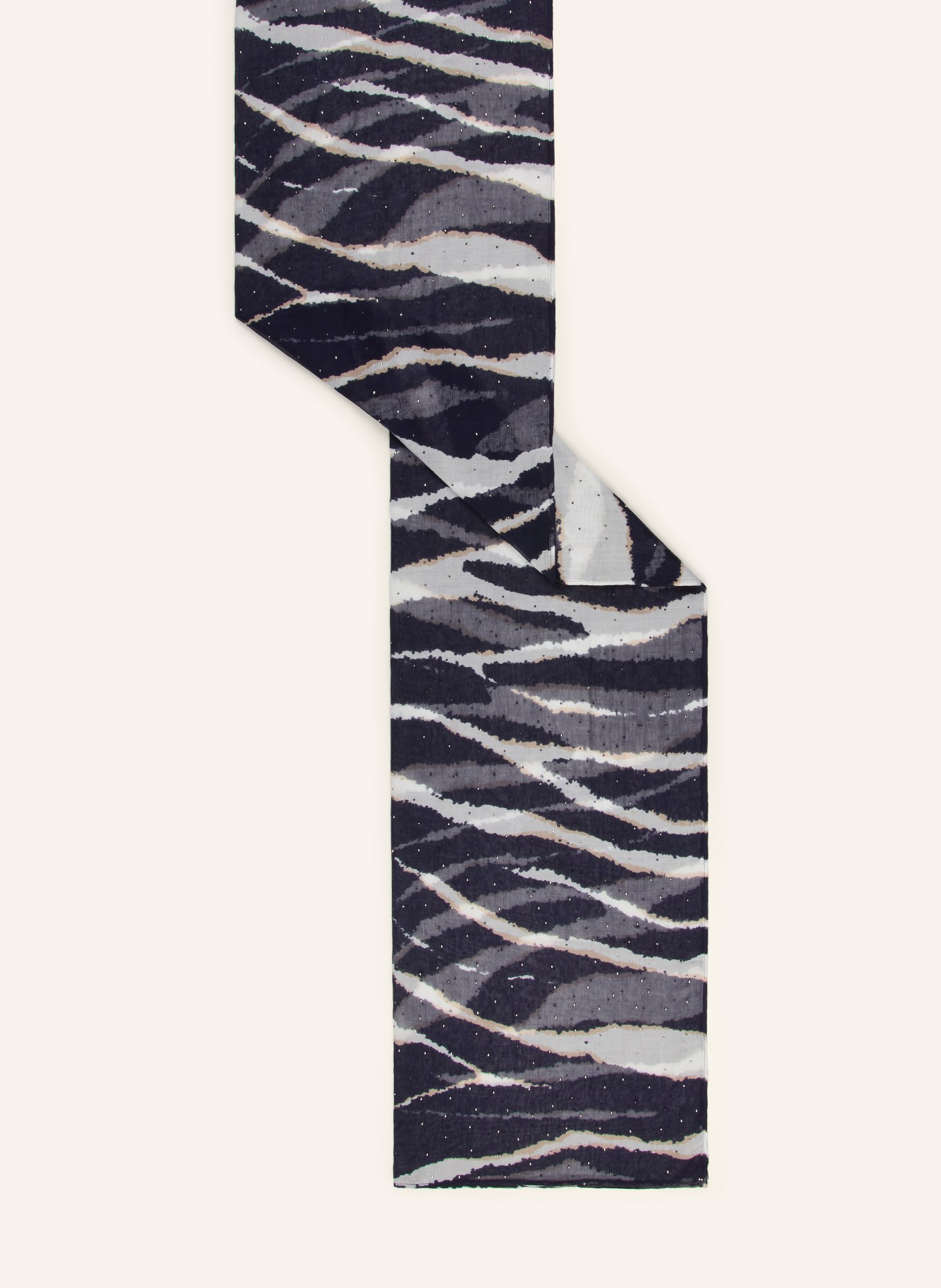 monari Scarf with gemstones: DARK BLUE / CREAM / LIGHT GRAY